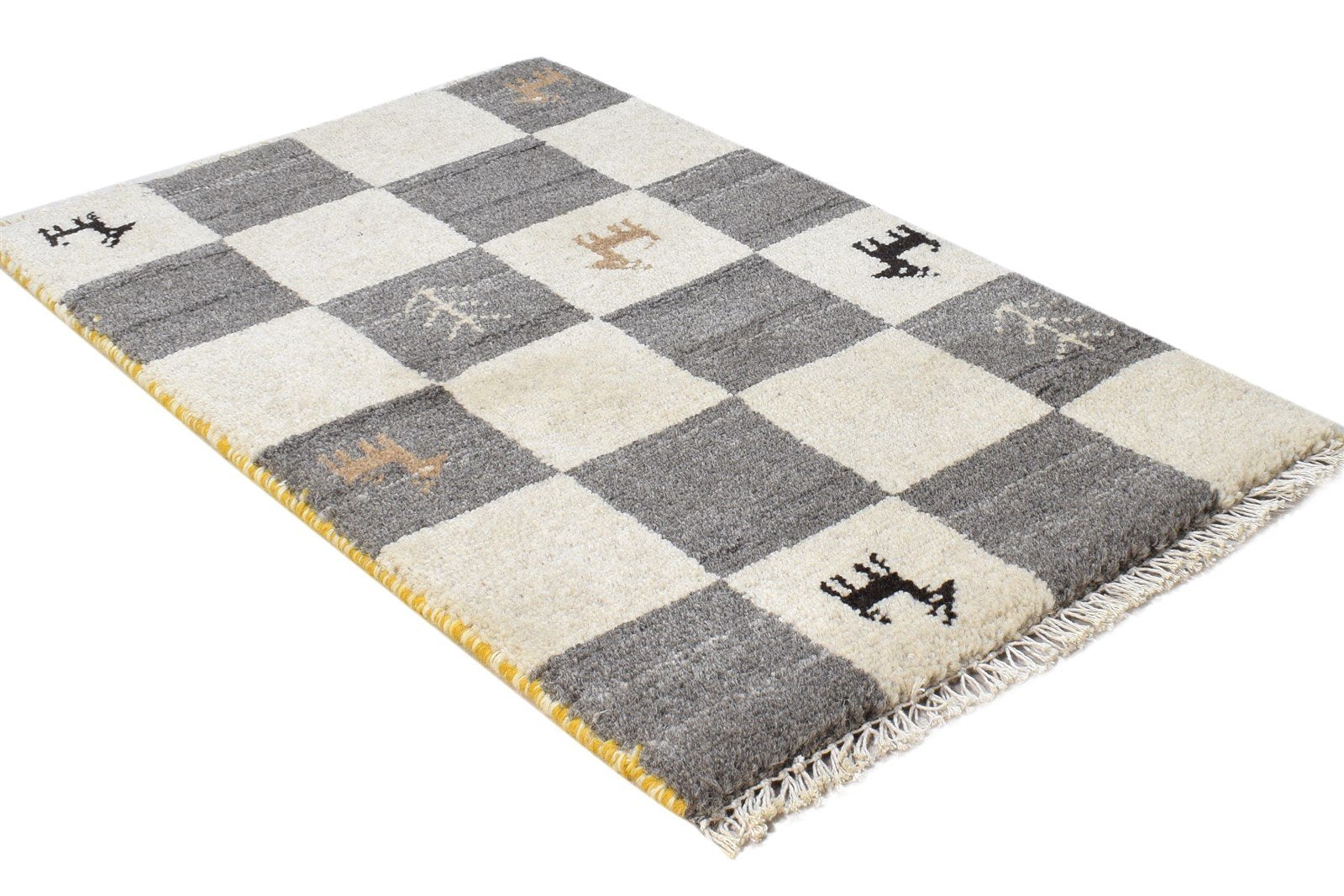 Hand Knotted Grey Wool Rug 2' X 2' Southwestern Gabbeh Tribal Small Carpet 7865101713557
