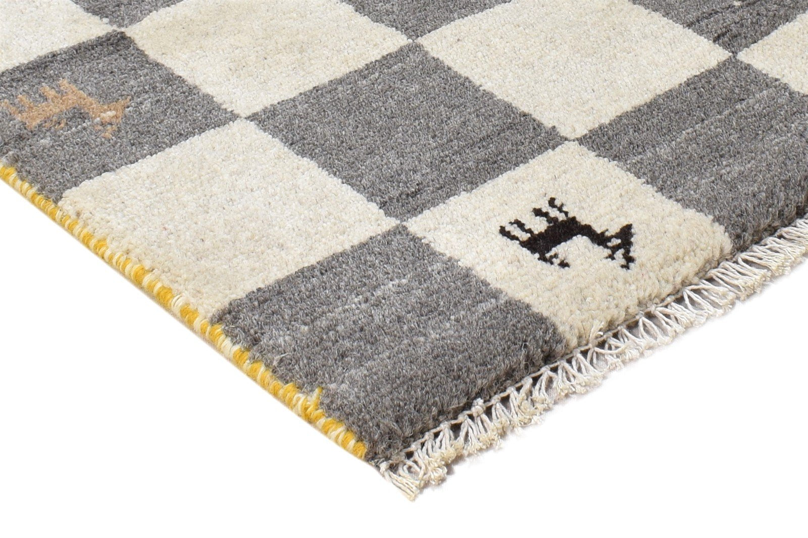 Hand Knotted Grey Wool Rug 2' X 2' Southwestern Gabbeh Tribal Small Carpet 7865101713557