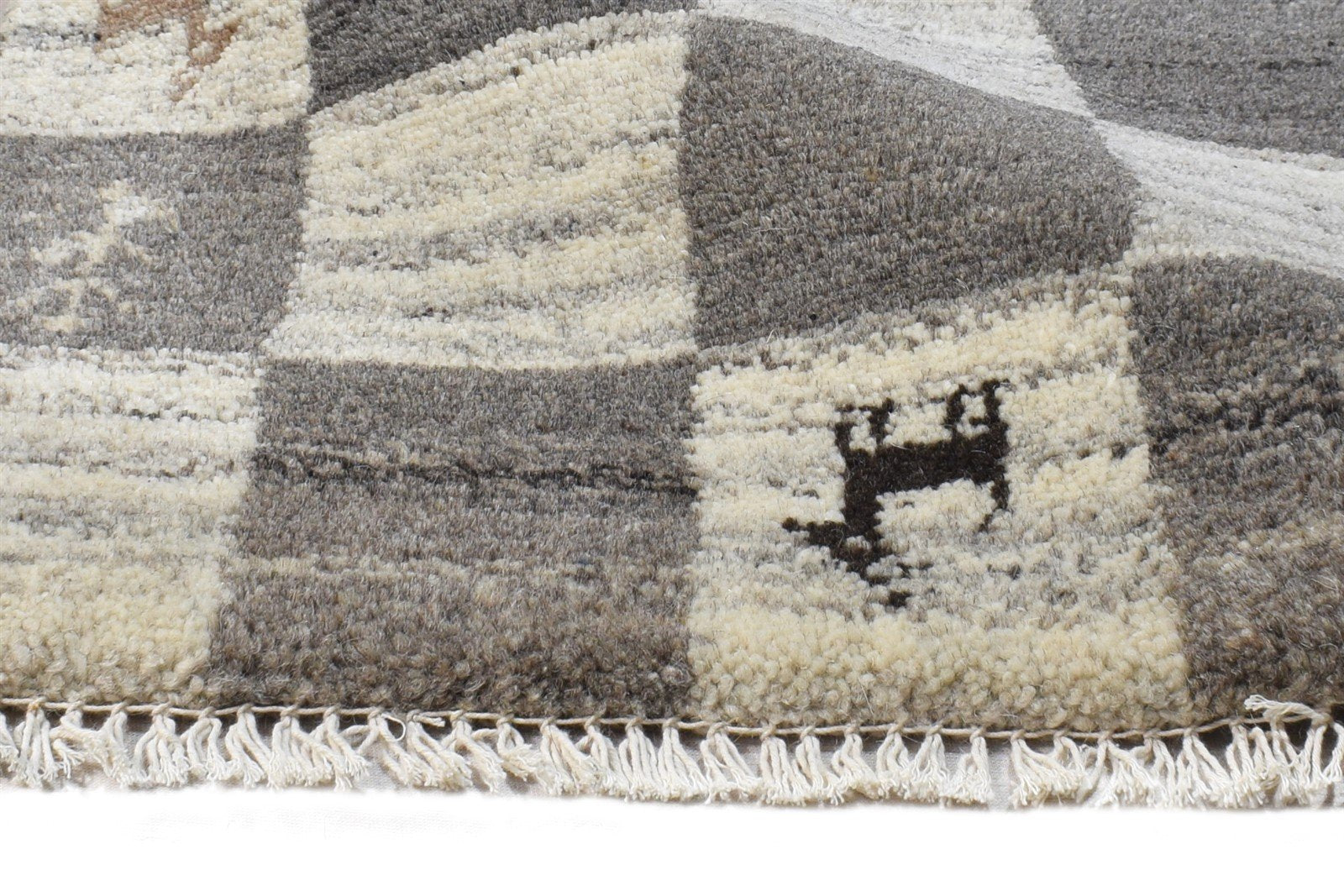 Hand Knotted Grey Wool Rug 2' X 2' Southwestern Gabbeh Tribal Small Carpet 7865102631061