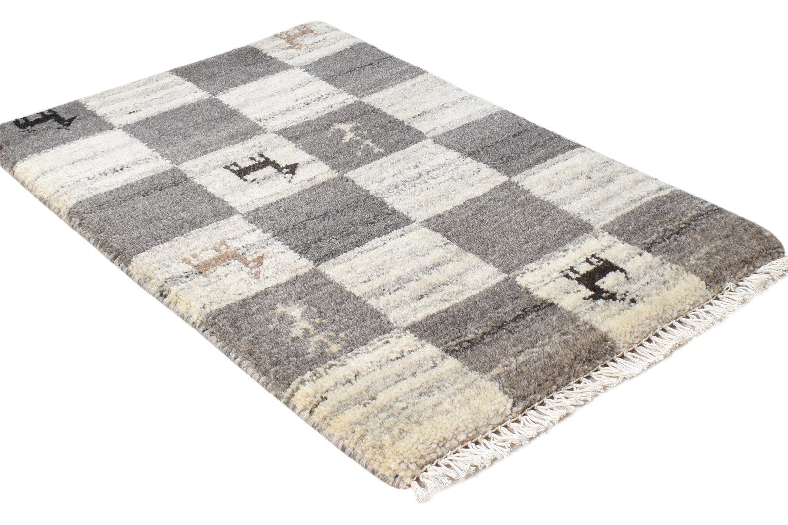 Hand Knotted Grey Wool Rug 2' X 2' Southwestern Gabbeh Tribal Small Carpet 7865102631061