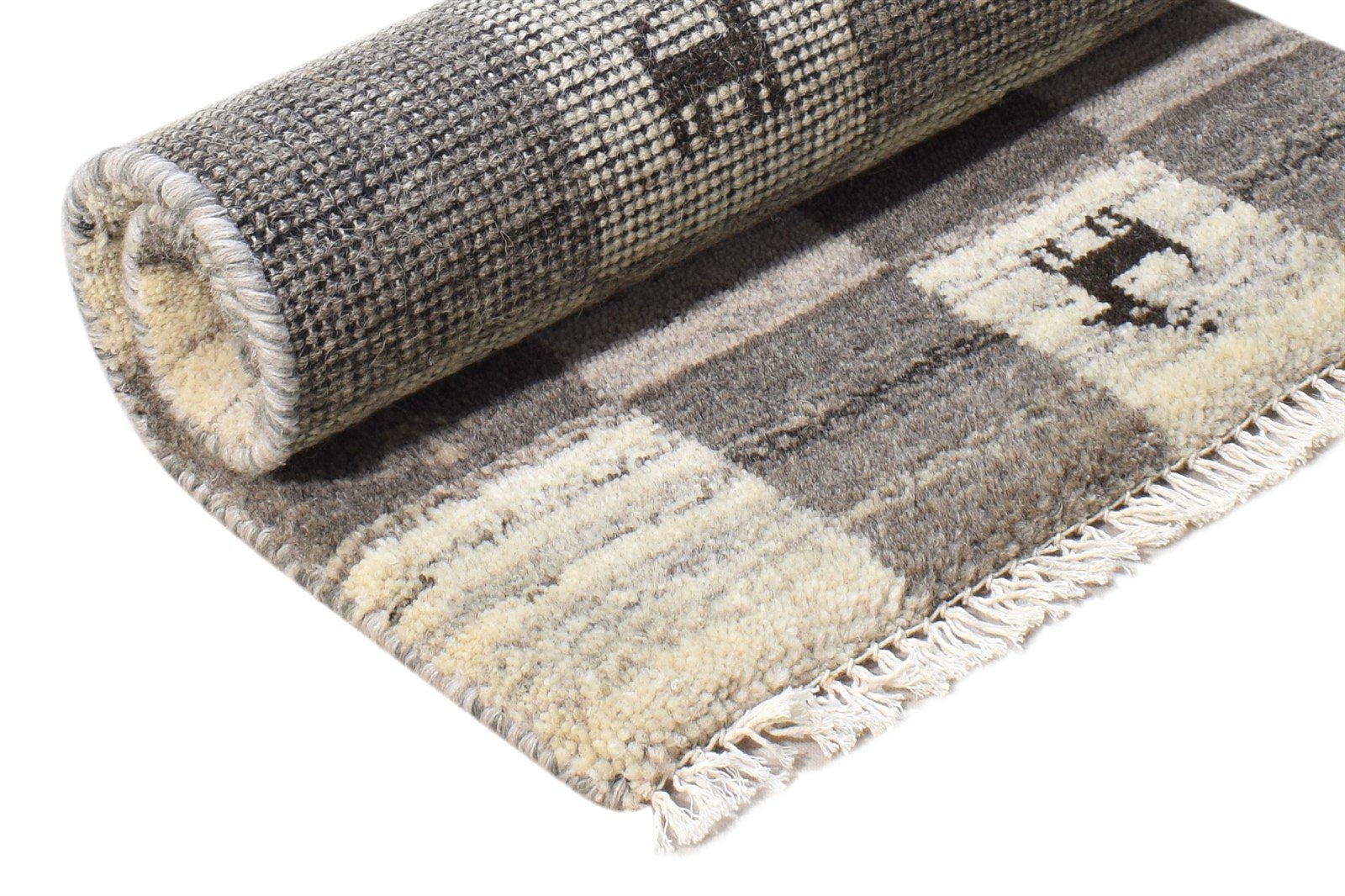 Hand Knotted Grey Wool Rug 2' X 2' Southwestern Gabbeh Tribal Small Carpet 7865102631061