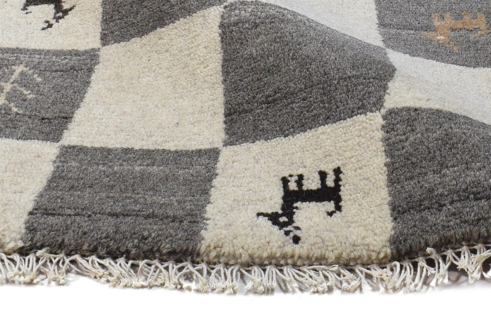 Hand Knotted Grey Wool Rug 2' X 2' Southwestern Gabbeh Tribal Small Carpet 7865100501141