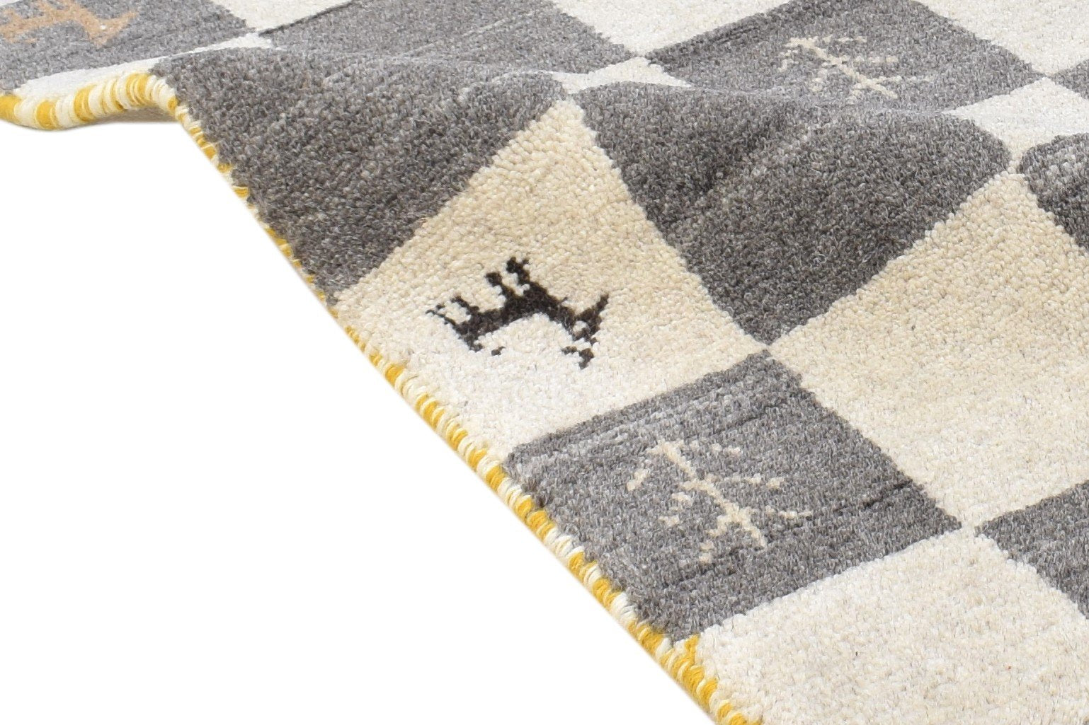 Hand Knotted Grey Wool Rug 2' X 2' Southwestern Gabbeh Tribal Small Carpet 7865100501141