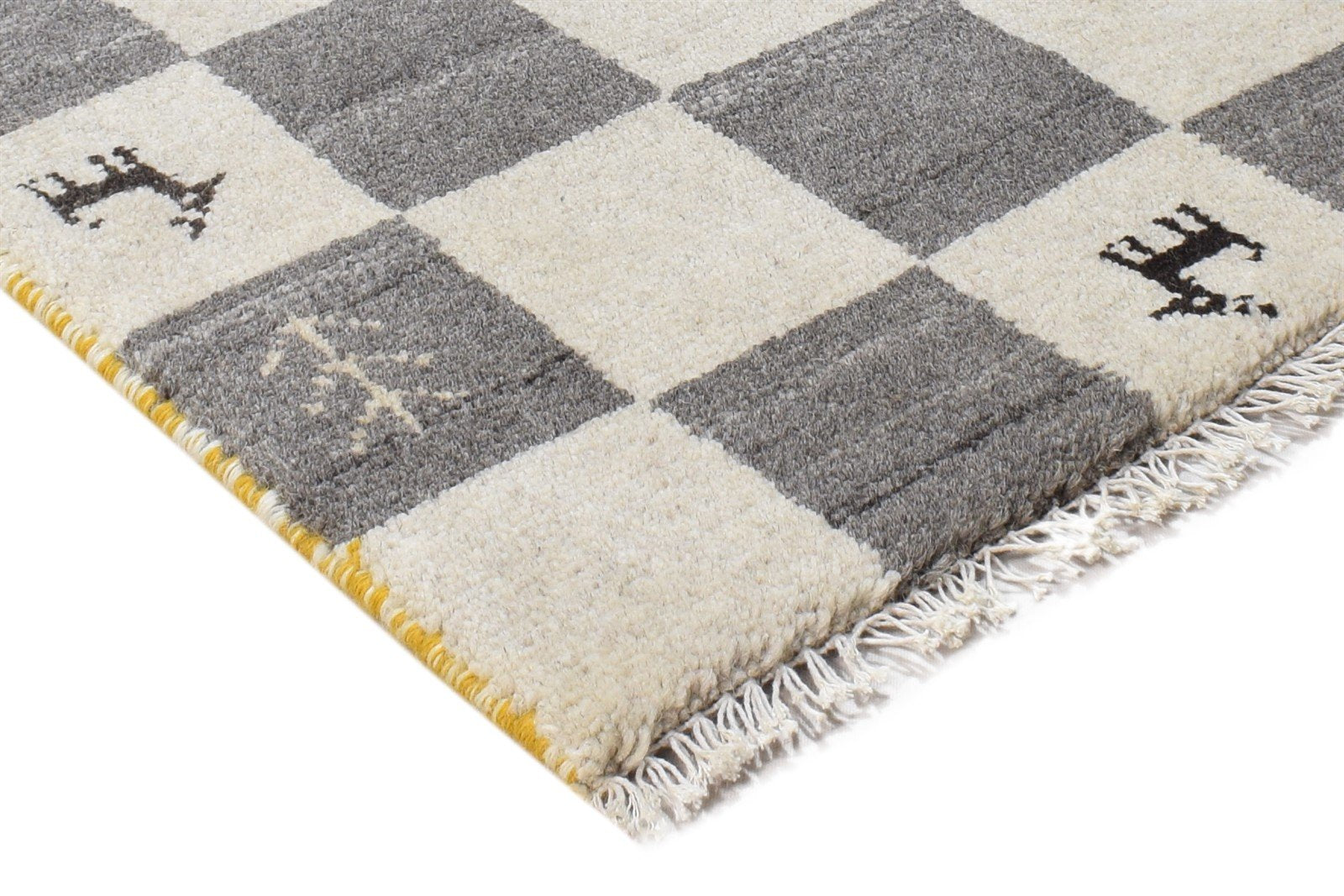 Hand Knotted Grey Wool Rug 2' X 2' Southwestern Gabbeh Tribal Small Carpet 7865100501141
