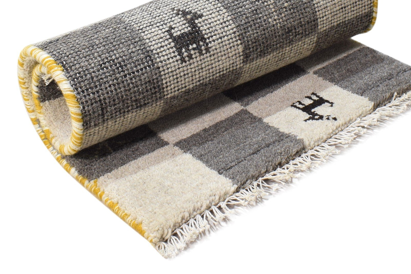 Hand Knotted Grey Wool Rug 2' X 2' Southwestern Gabbeh Tribal Small Carpet 7865100501141