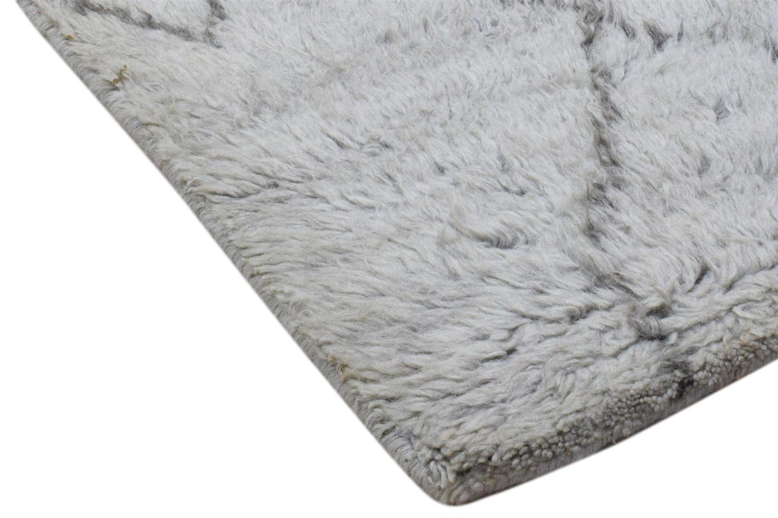 Hand Knotted Grey Wool Rug 2' X 3' Modern Moroccan Trellis Small Carpet 7860704116885