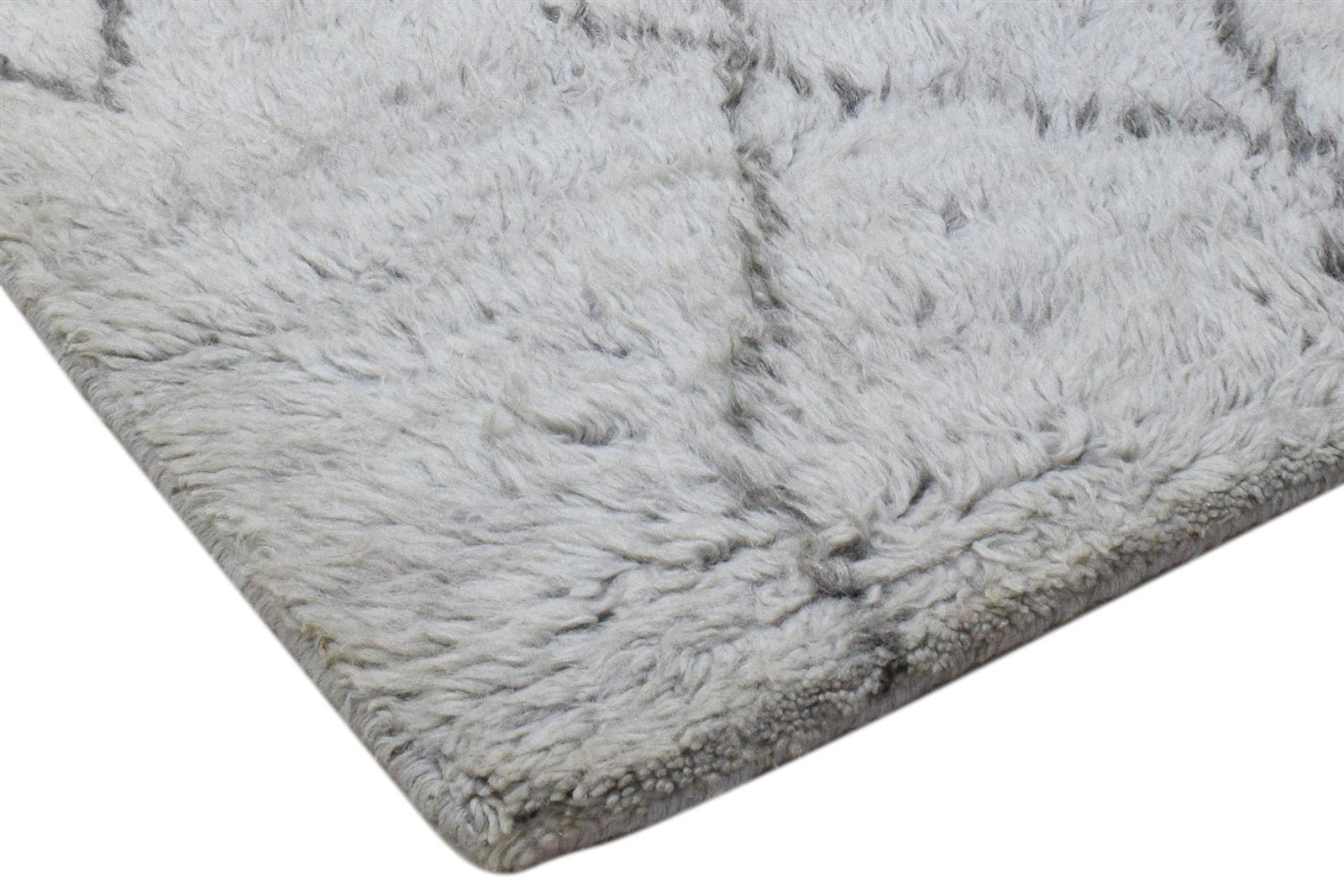 Hand Knotted Grey Wool Rug 2' X 3' Modern Moroccan Trellis Small Carpet 7860704116885