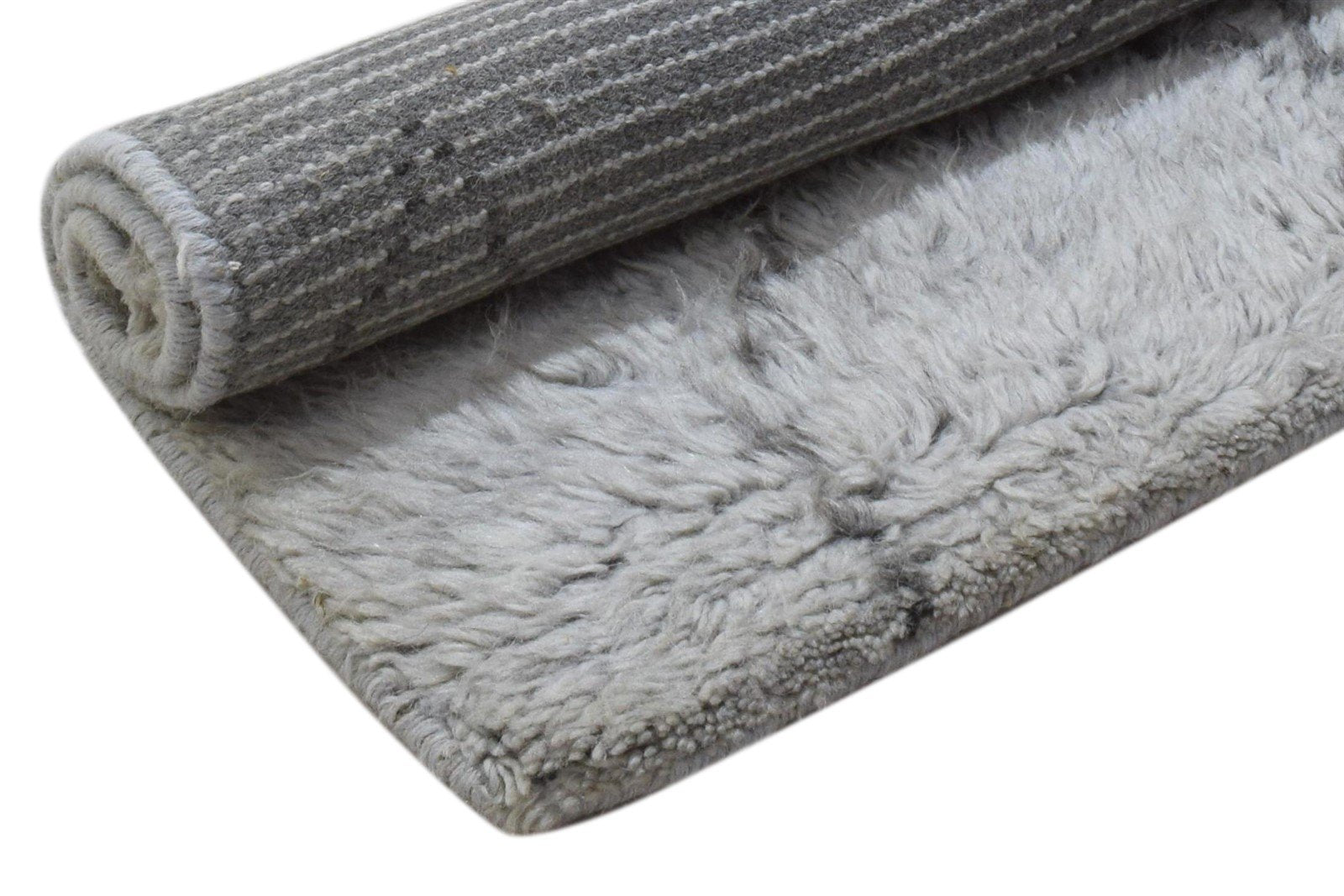Hand Knotted Grey Wool Rug 2' X 3' Modern Moroccan Trellis Small Carpet 7860704116885
