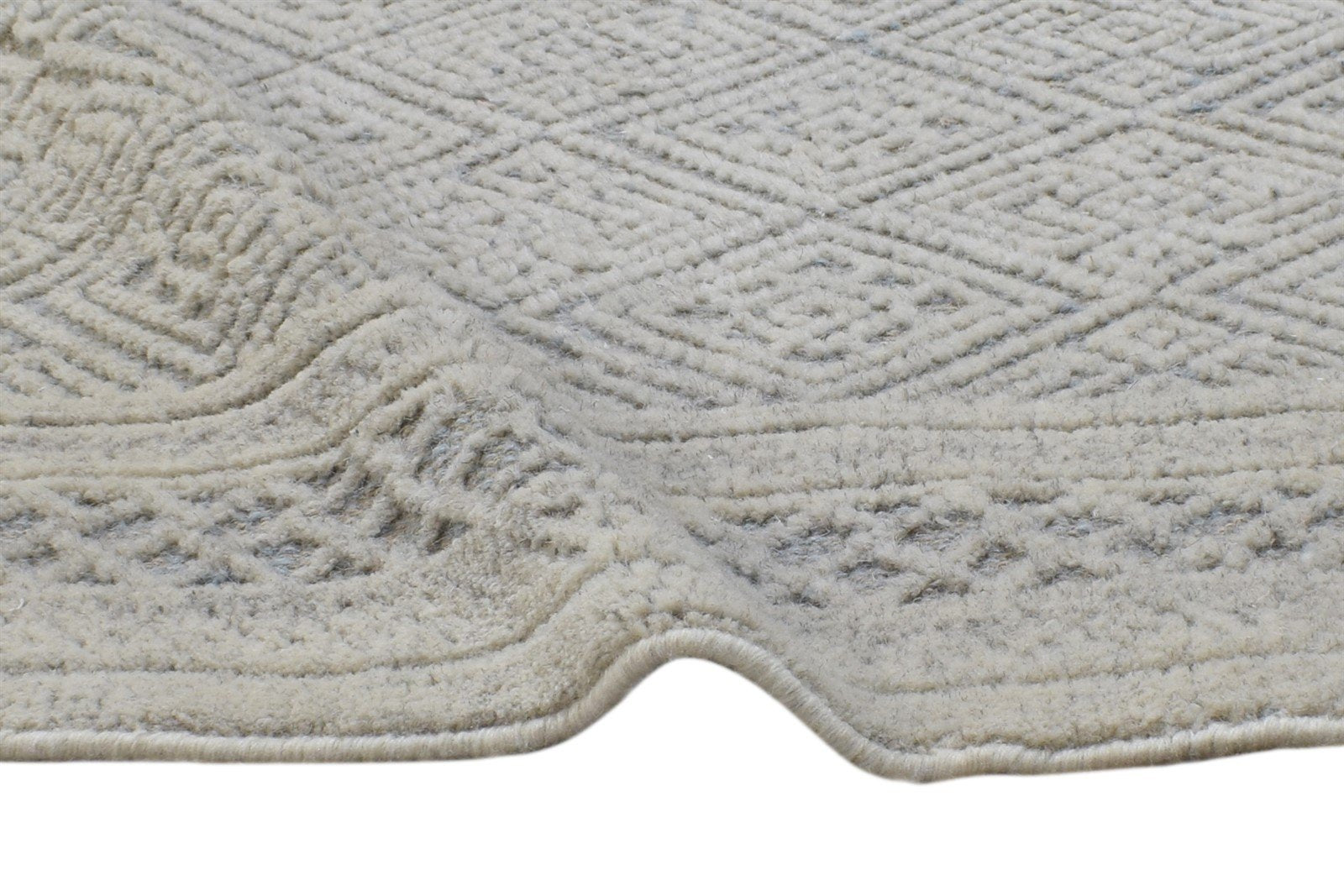 Hand Knotted Grey Wool Rug 2' X 3' Modern Scandinavian Geometric Small Carpet 7864332681365