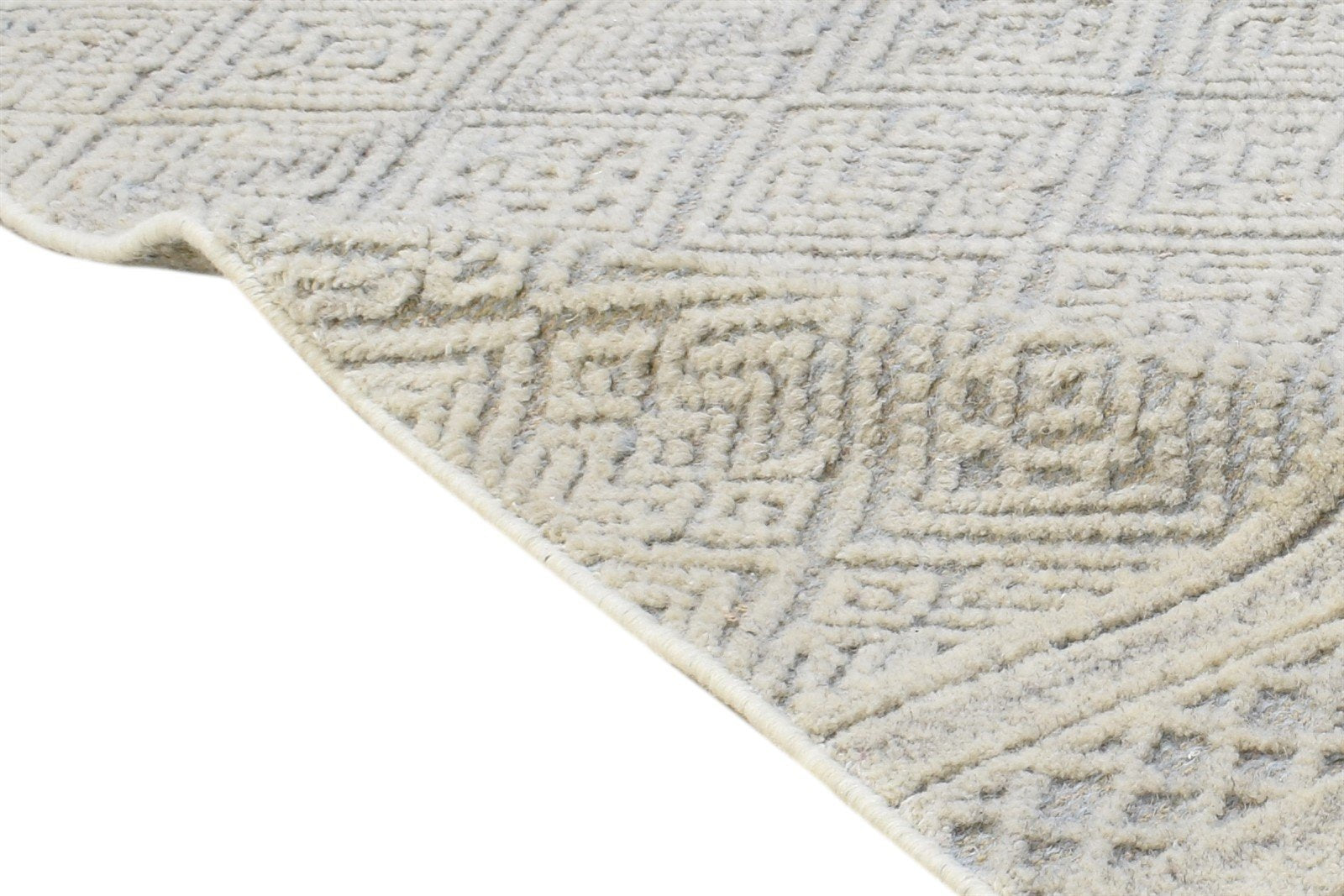 Hand Knotted Grey Wool Rug 2' X 3' Modern Scandinavian Geometric Small Carpet 7864332681365