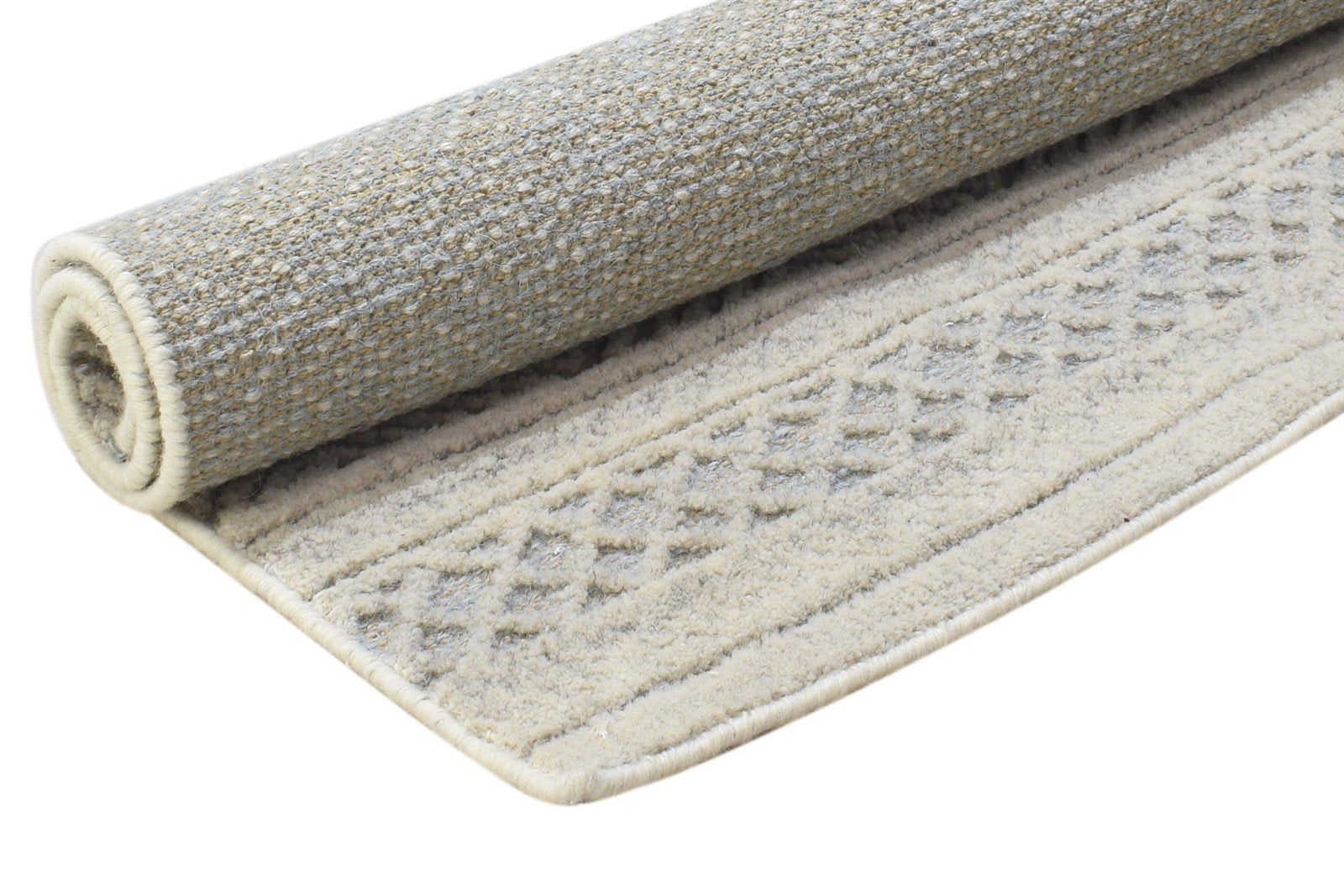 Hand Knotted Grey Wool Rug 2' X 3' Modern Scandinavian Geometric Small Carpet 7864332681365