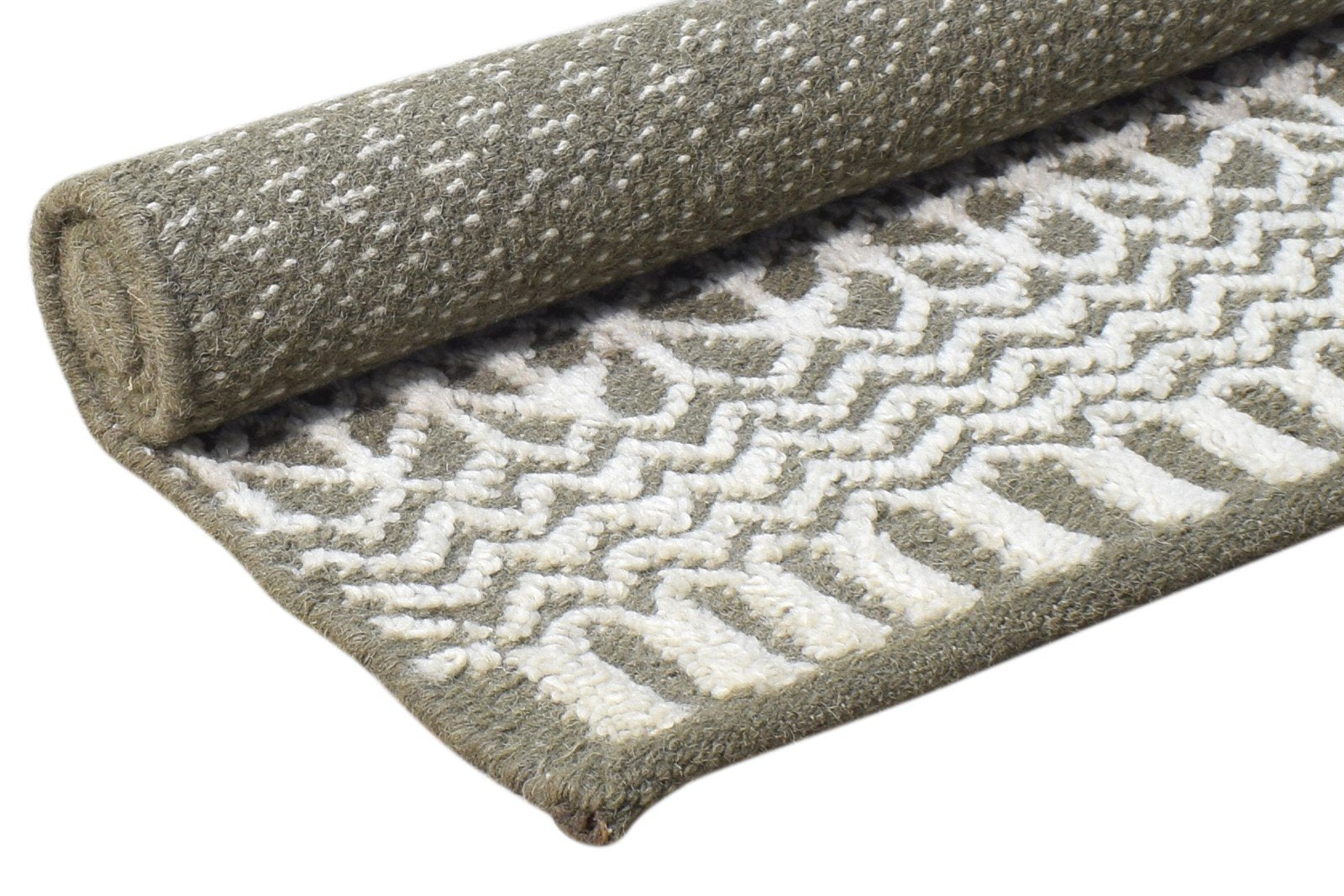 Hand Knotted Grey Wool Rug 2' X 3' Modern Scandinavian Nordic Small Carpet 7865123307669