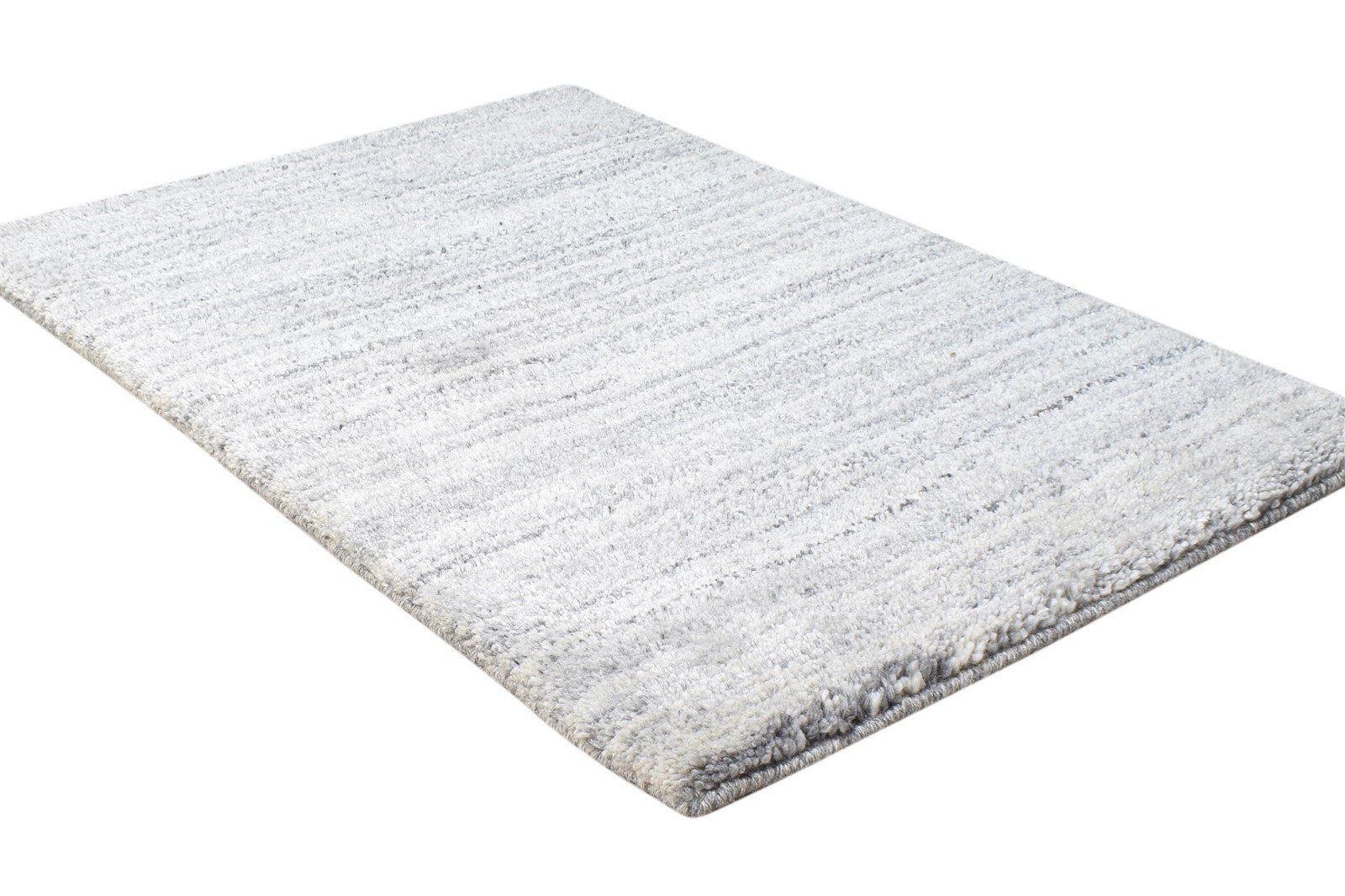 Hand Knotted Grey Wool Rug 2' X 3' Shag Scandinavian Solid Small Carpet 7865123045525