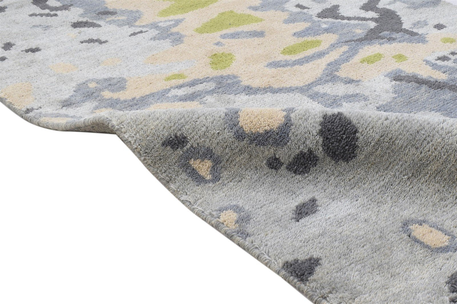 Rishanu Hand Knotted Grey Wool Rug 3' X 5' Modern Bohemian Abstract 7864314855573