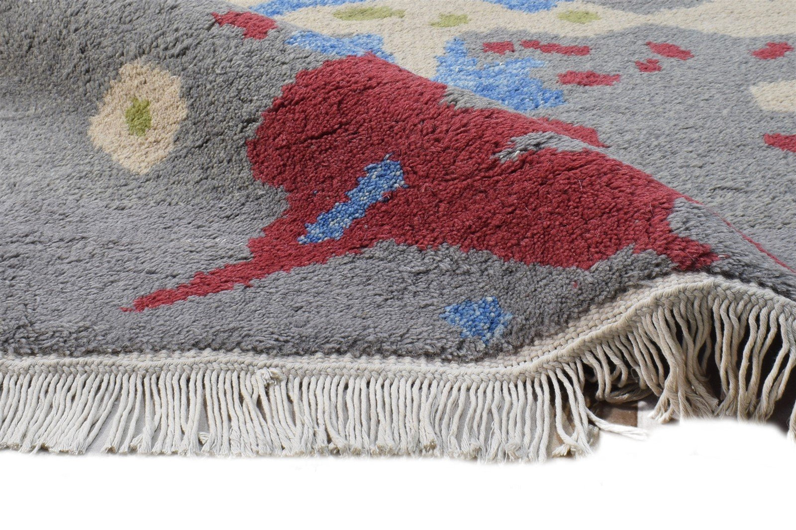 Hand Knotted Grey Wool Rug 3' X 9' Modern American Abstract Small Runner 7865149784213