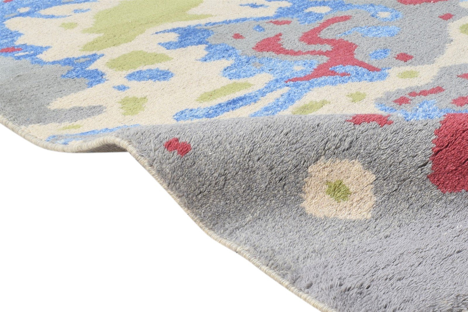 Hand Knotted Grey Wool Rug 3' X 9' Modern American Abstract Small Runner 7865149784213