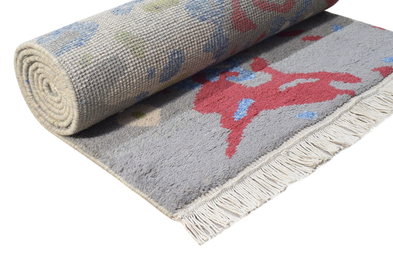 Hand Knotted Grey Wool Rug 3' X 9' Modern American Abstract Small Runner 7865149784213