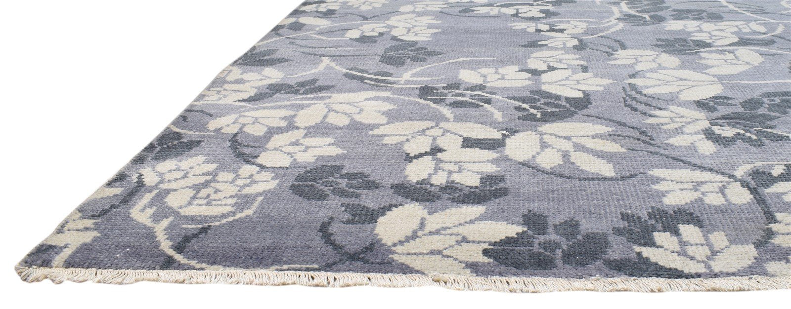 Hand Knotted Grey Wool Rug 5' X 6' Persian Indian Floral Room Size Carpet 7860678754453