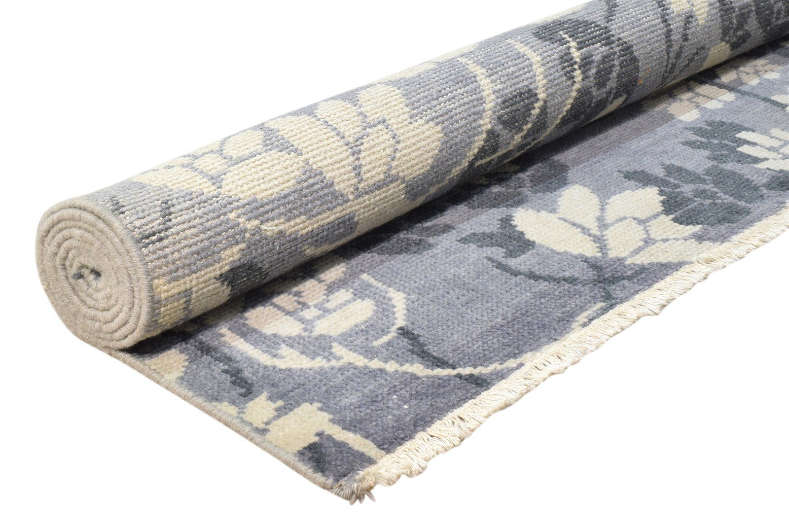 Hand Knotted Grey Wool Rug 5' X 6' Persian Indian Floral Room Size Carpet 7860678754453