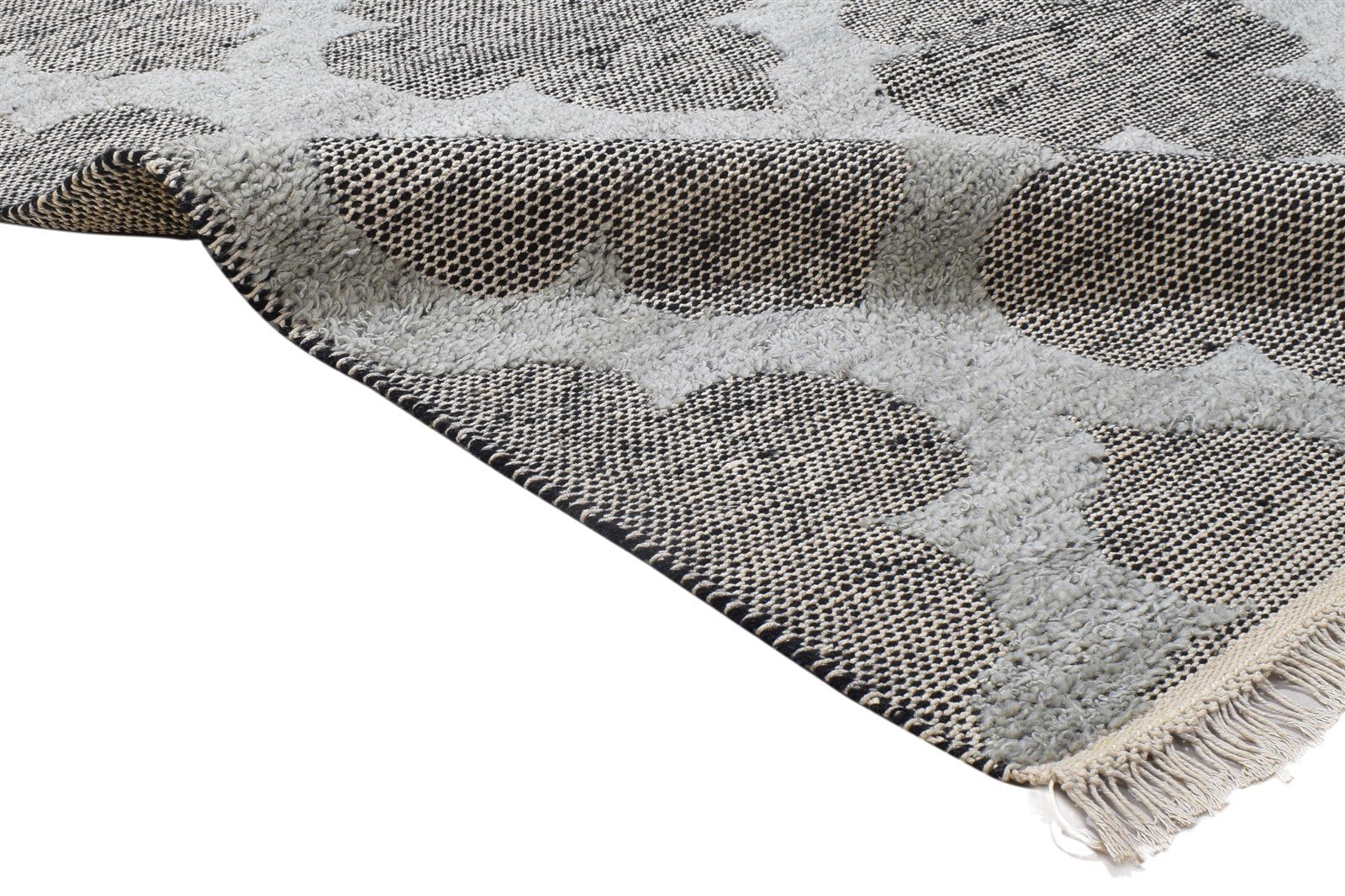 Hand Knotted Grey Wool Rug 5' X 8' Modern French Damask Room Size Carpet 7864090886293
