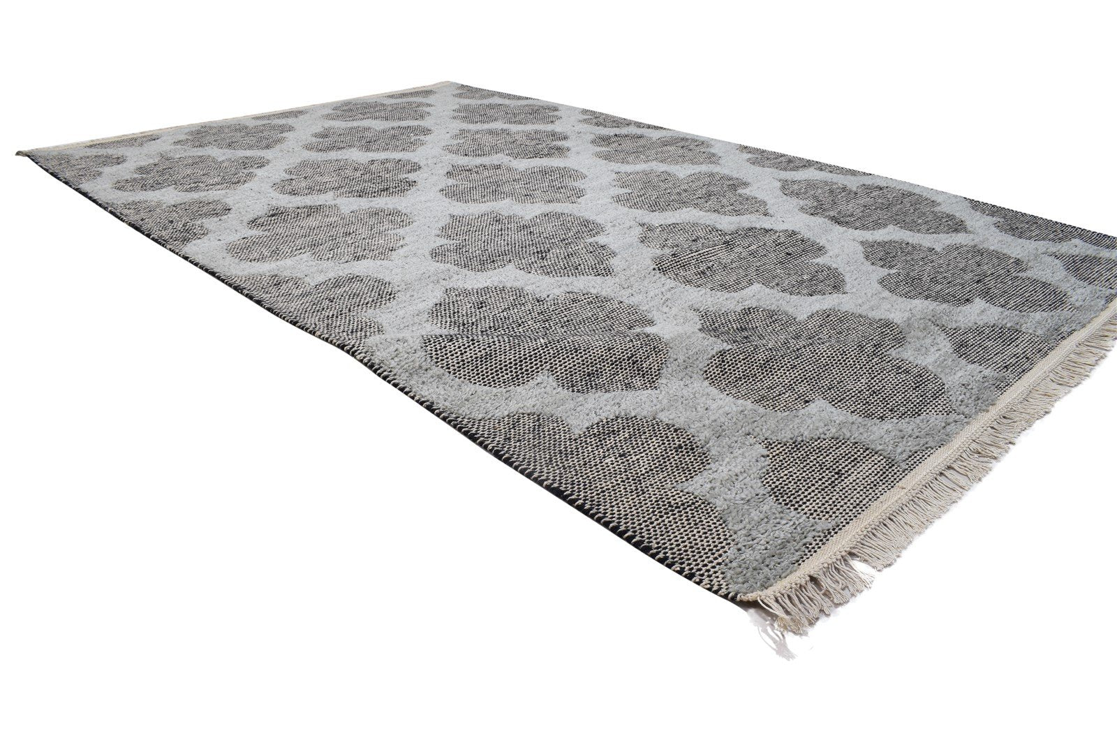 Hand Knotted Grey Wool Rug 5' X 8' Modern French Damask Room Size Carpet 7864090886293