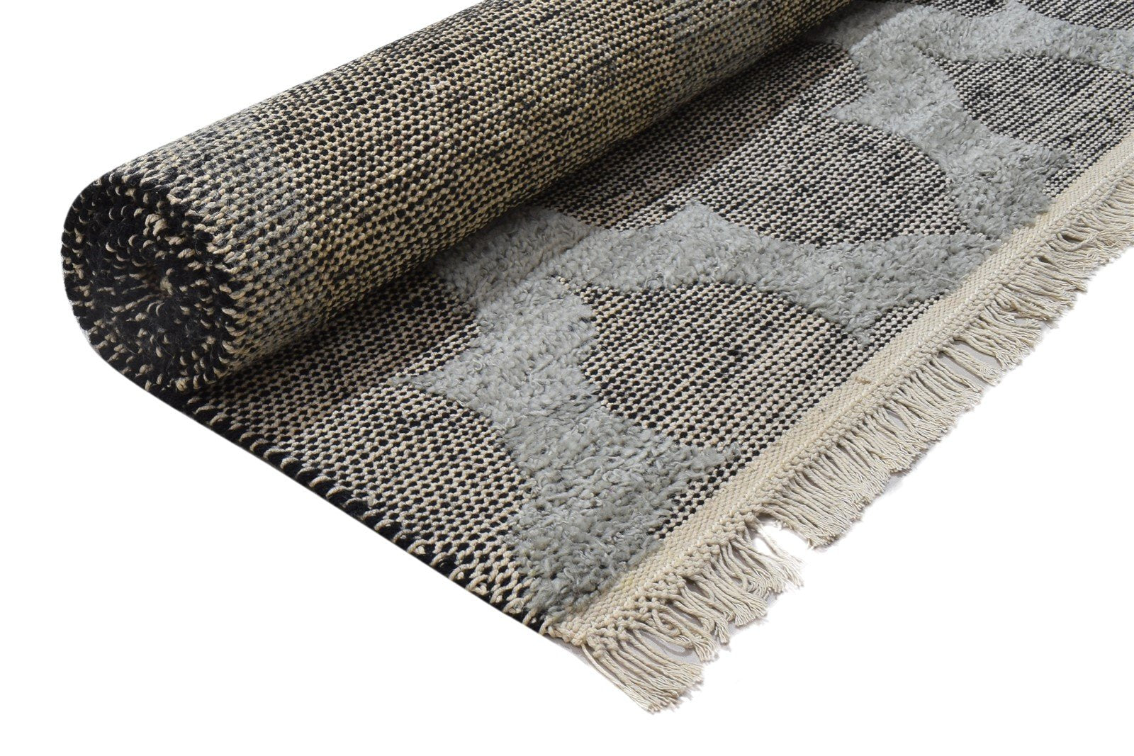 Hand Knotted Grey Wool Rug 5' X 8' Modern French Damask Room Size Carpet 7864090886293