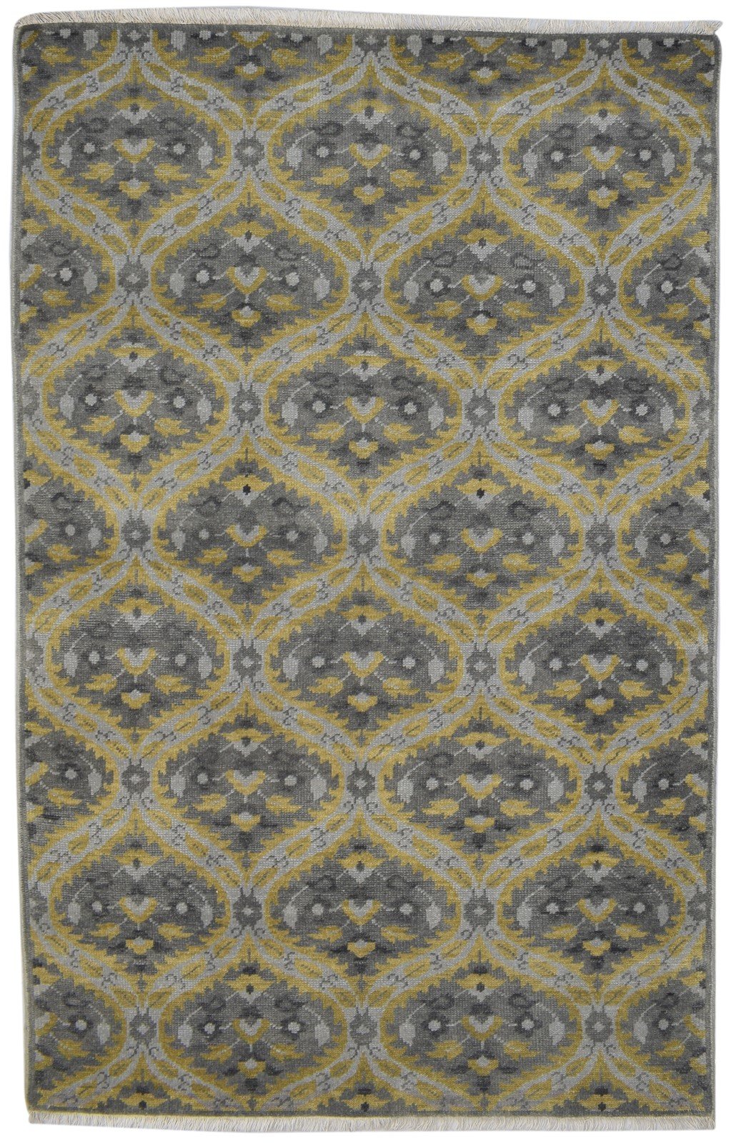 Hand Knotted Grey Wool Rug 5' X 8' Modern Moroccan Trellis Room Size Carpet 7864088756373