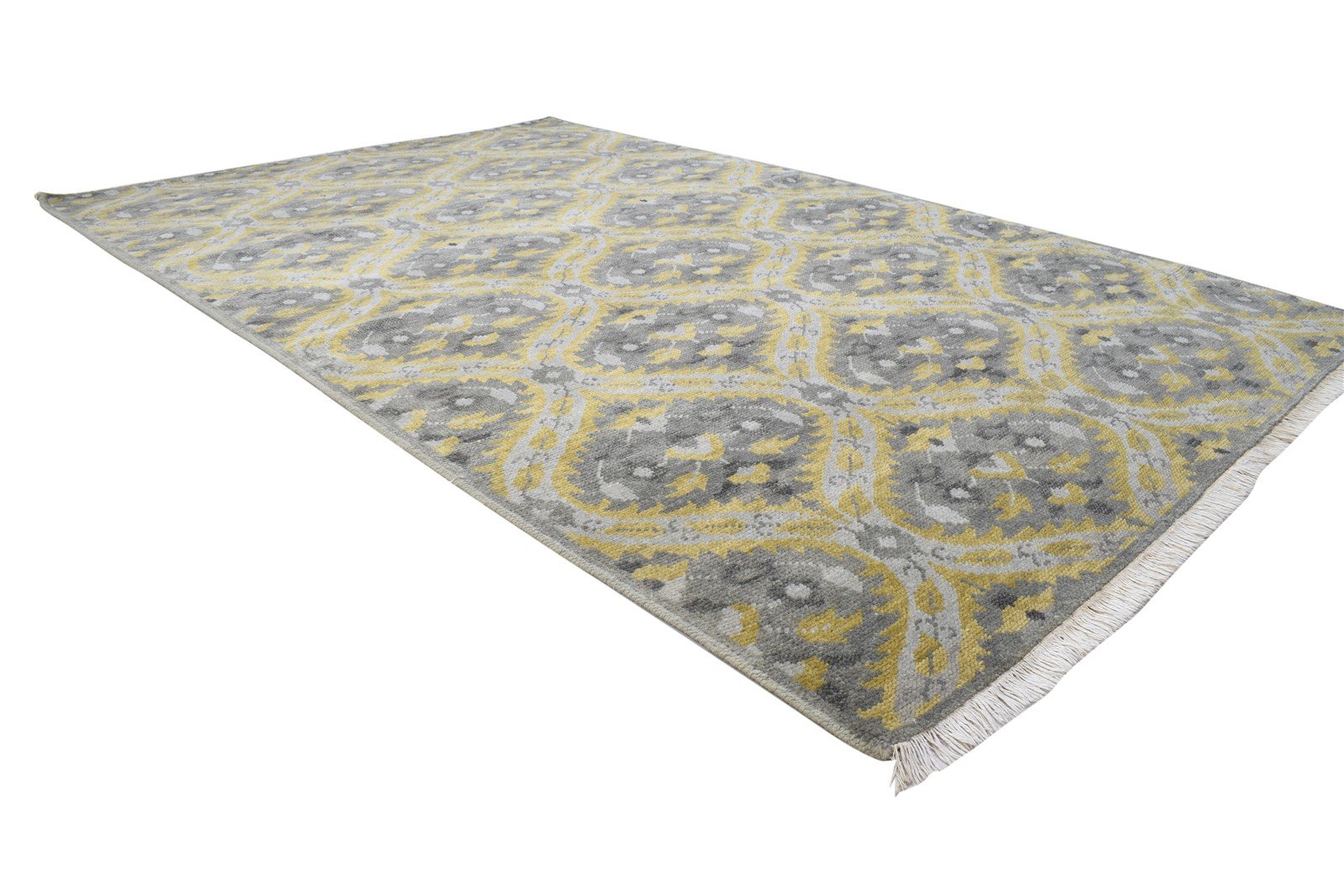 Hand Knotted Grey Wool Rug 5' X 8' Modern Moroccan Trellis Room Size Carpet 7864088756373