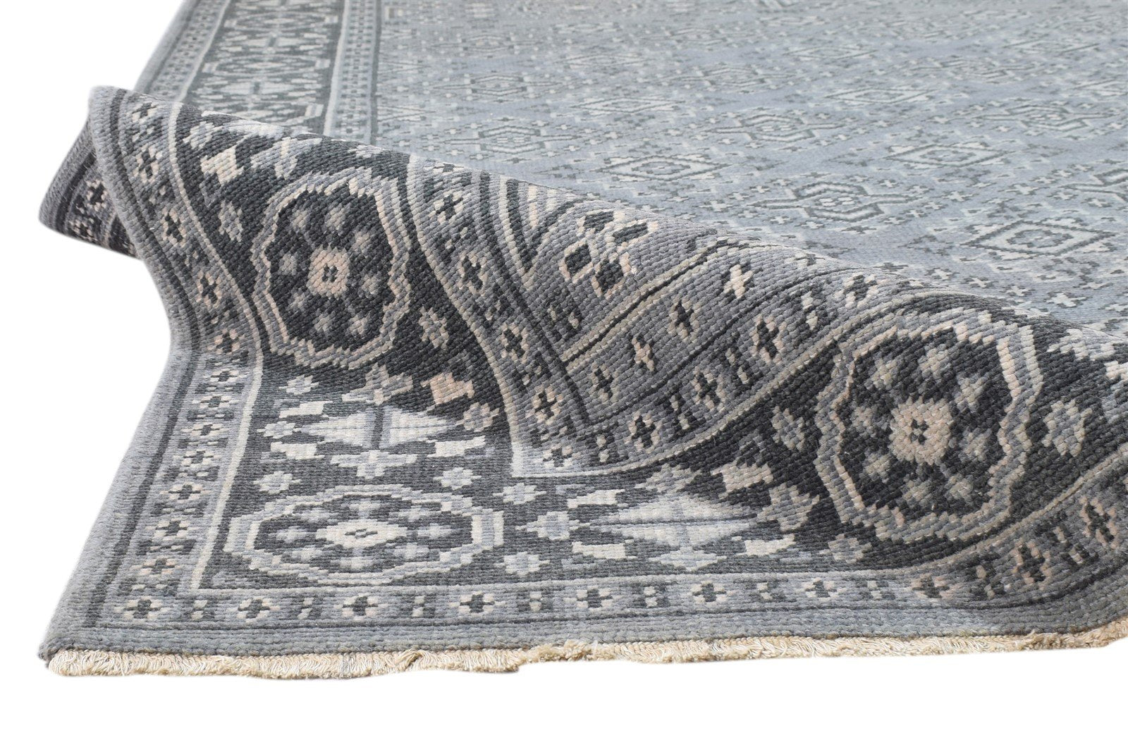 Hand Knotted Grey Wool Rug 6' X 9' Persian Bokhara Oriental Room Size Carpet 7860676296853