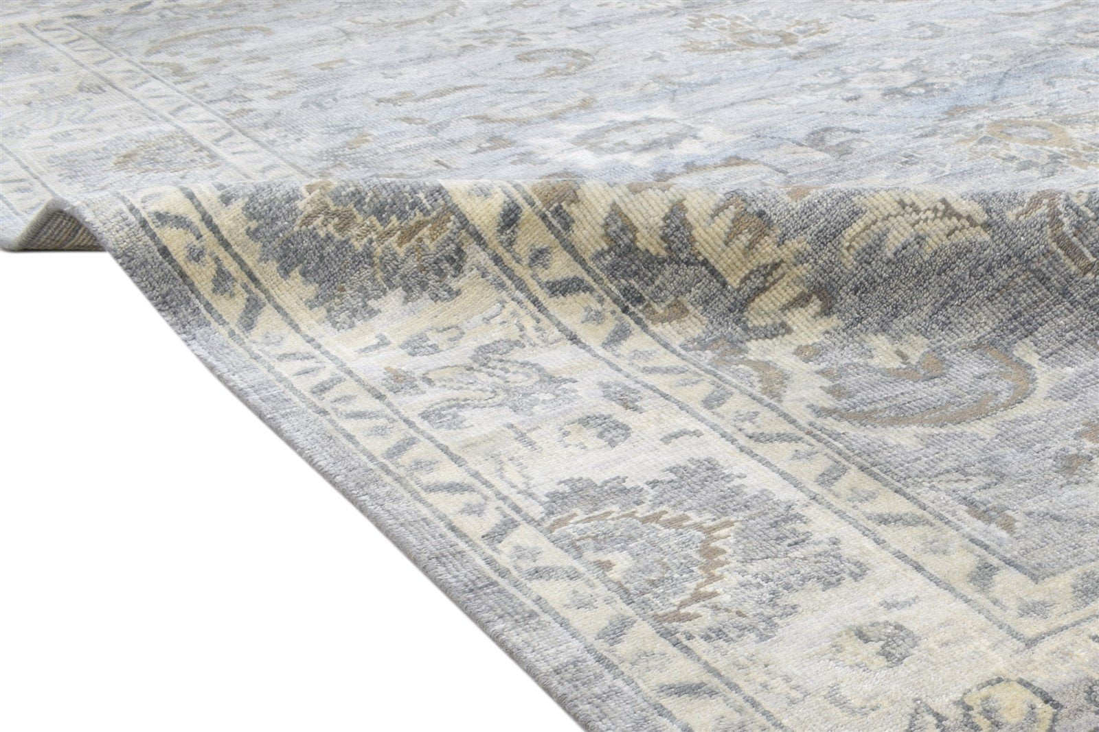 Hand Knotted Grey Wool Rug 6' X 9' Persian Kashan Oriental Room Size Carpet 7864102355093