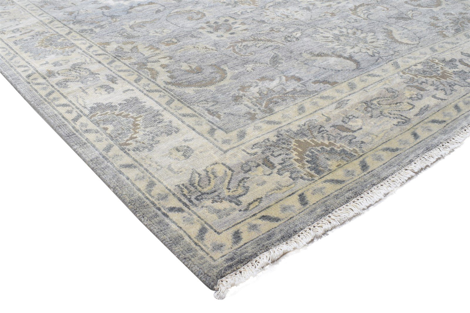 Hand Knotted Grey Wool Rug 6' X 9' Persian Kashan Oriental Room Size Carpet 7864102355093