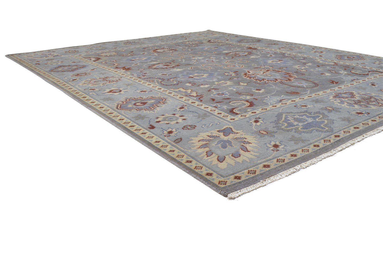 Hand Knotted Grey Wool Rug 8' X 10' Persian Agra Oriental Large Carpet 7864168317077