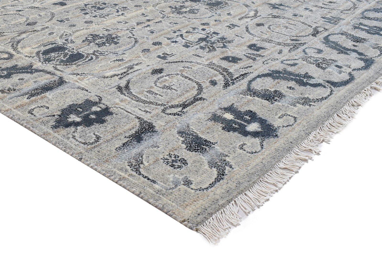 Hand Knotted Grey Wool Rug 8' X 10' Persian Kashan Oriental Large Carpet 7864174968981
