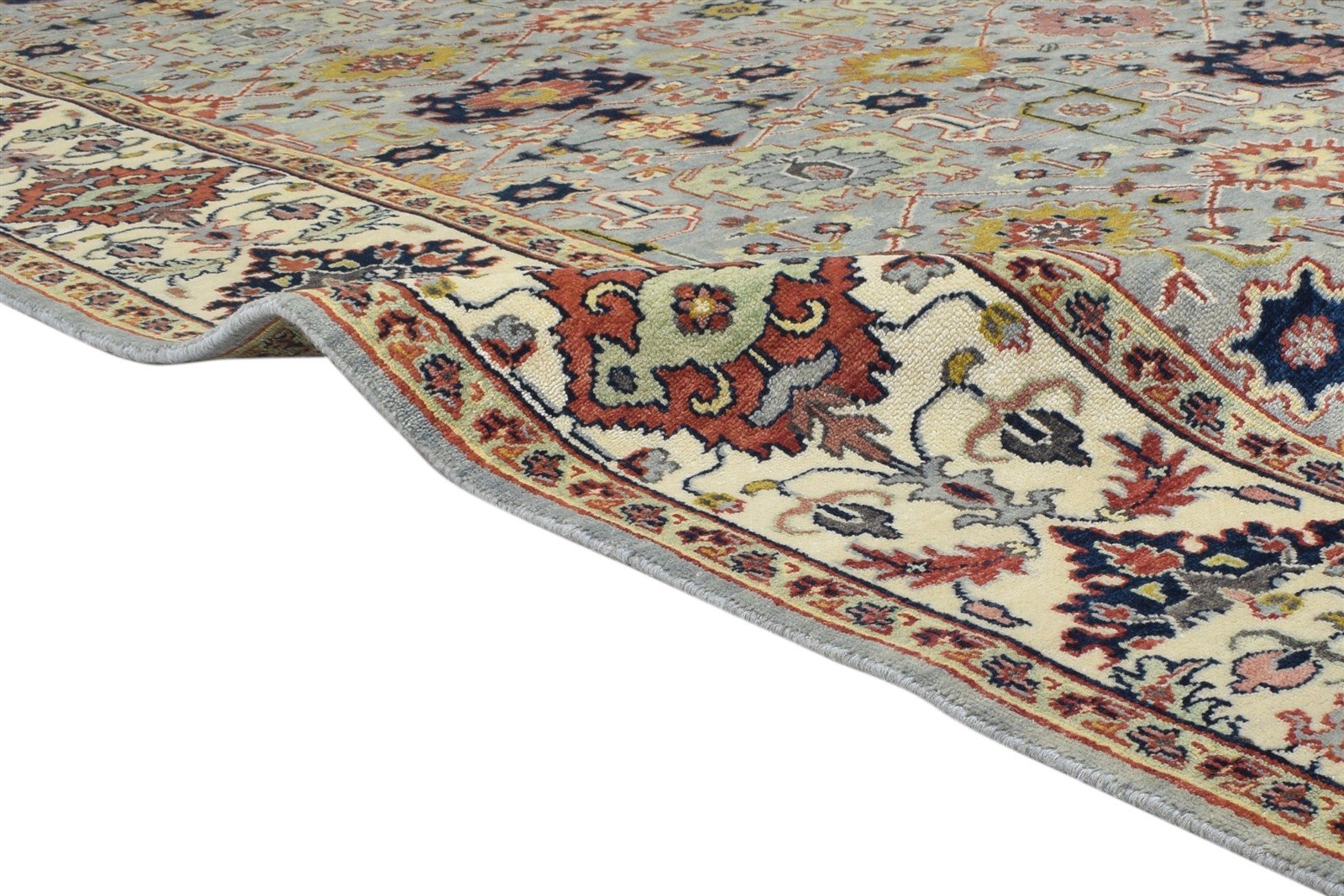 Hand Knotted Grey Wool Rug 9' X 12' Persian Kashan Oriental Large Carpet 7864203182229