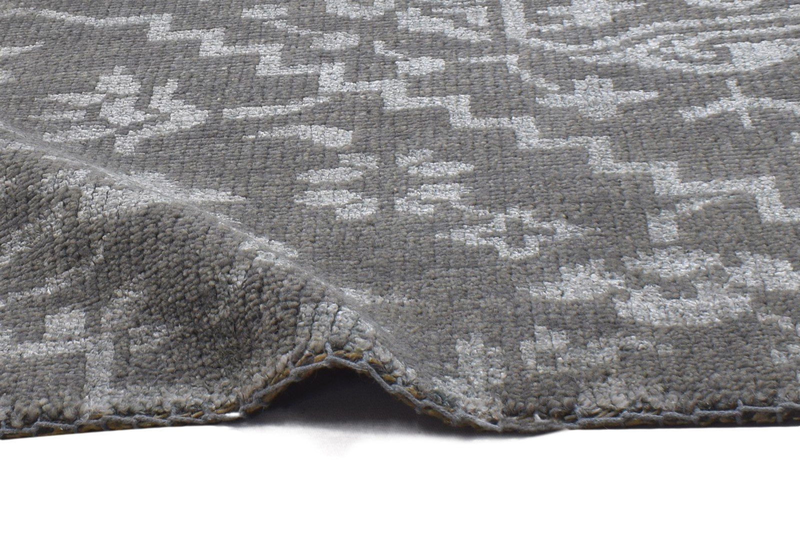 Hand Knotted Grey Wool / Silk Rug 2' X 2' Modern Moroccan Trellis Small Carpet 7864124047509