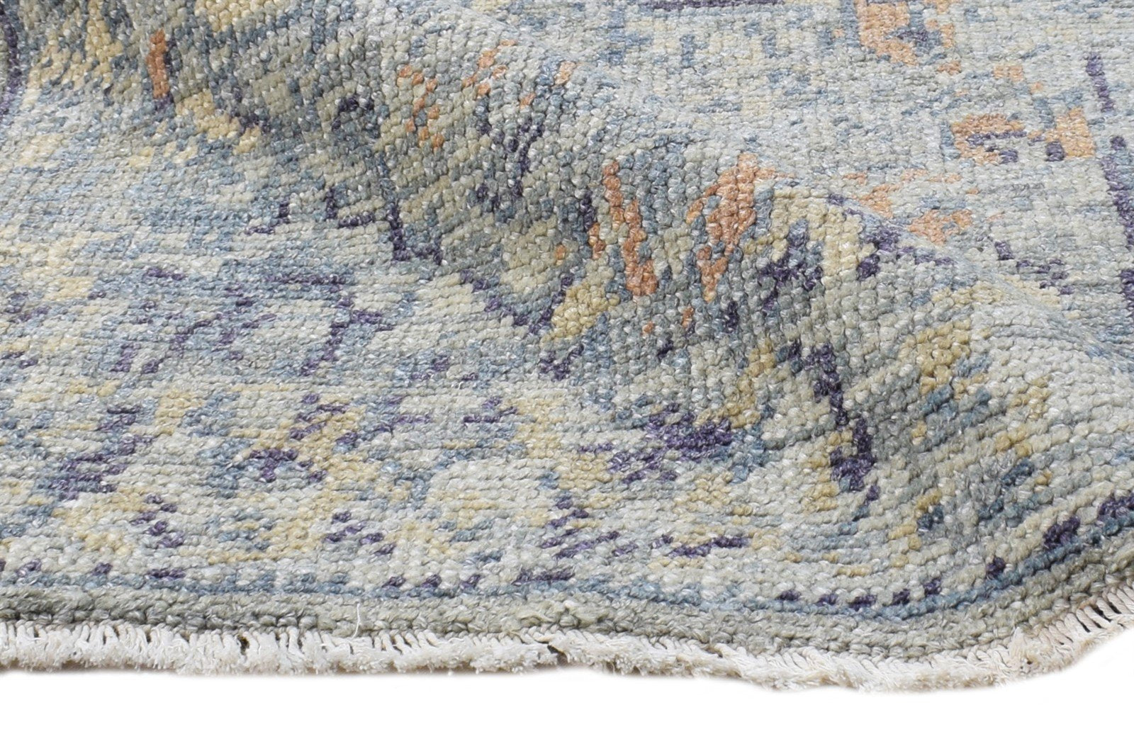 Hand Knotted Grey Wool Silk Rug 2X3 Modern Heriz-Indian Abstract Small Carpet 7865144148117