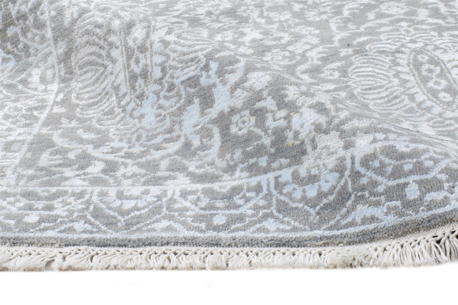 Hand Knotted Grey Wool / Silk Rug 4X6 Modern Oriental Abstract Room Size Carpet 7864592498837