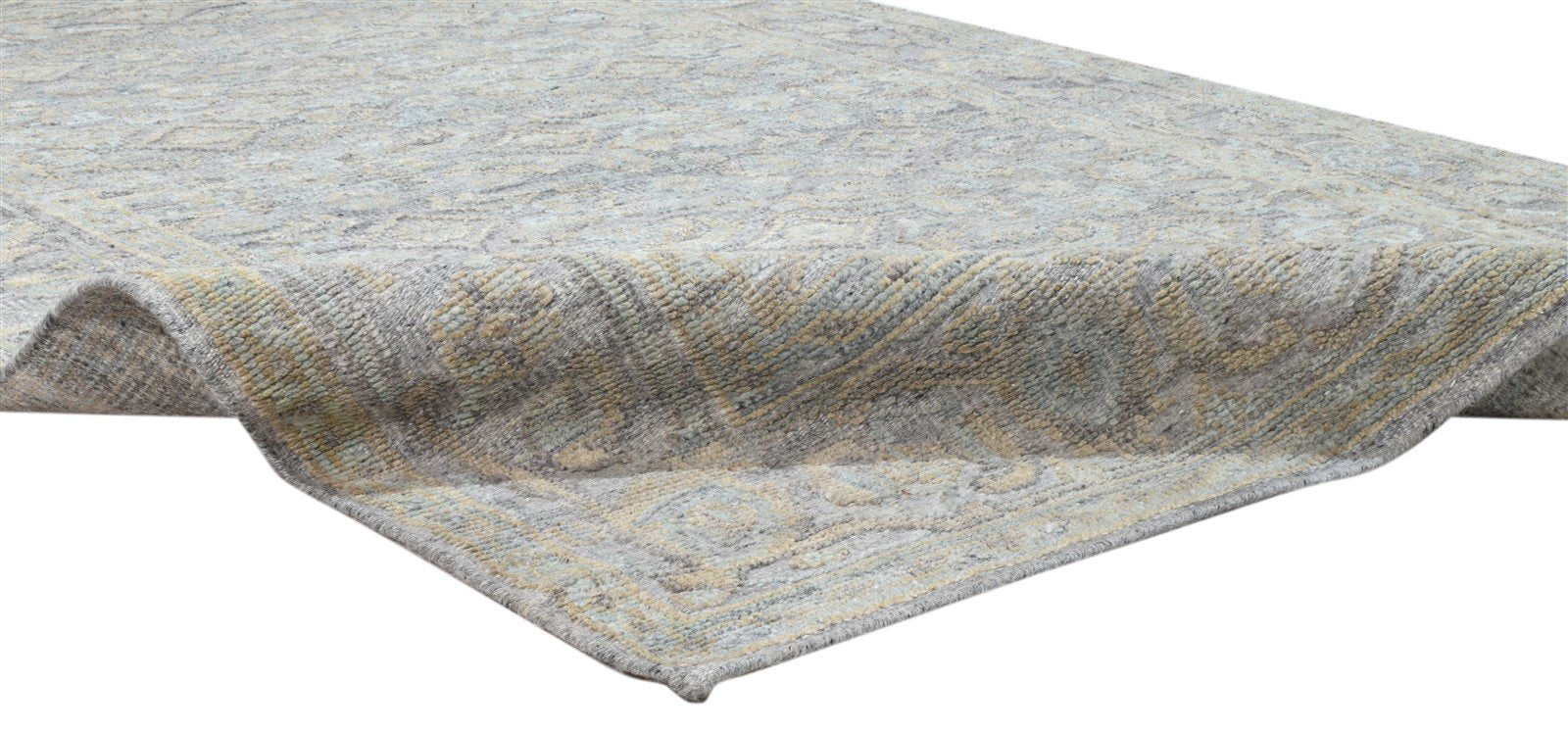 Hand Knotted Grey Wool Silk Rug 5' X 8' Modern Herati Oriental Room Size Carpet 7860675772565