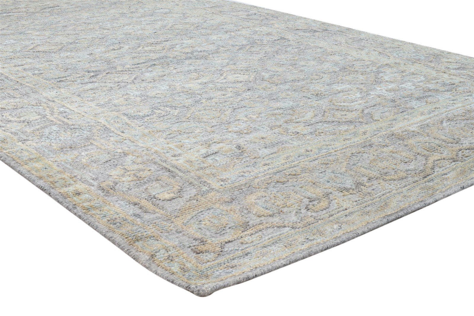 Hand Knotted Grey Wool Silk Rug 5' X 8' Modern Herati Oriental Room Size Carpet 7860675772565