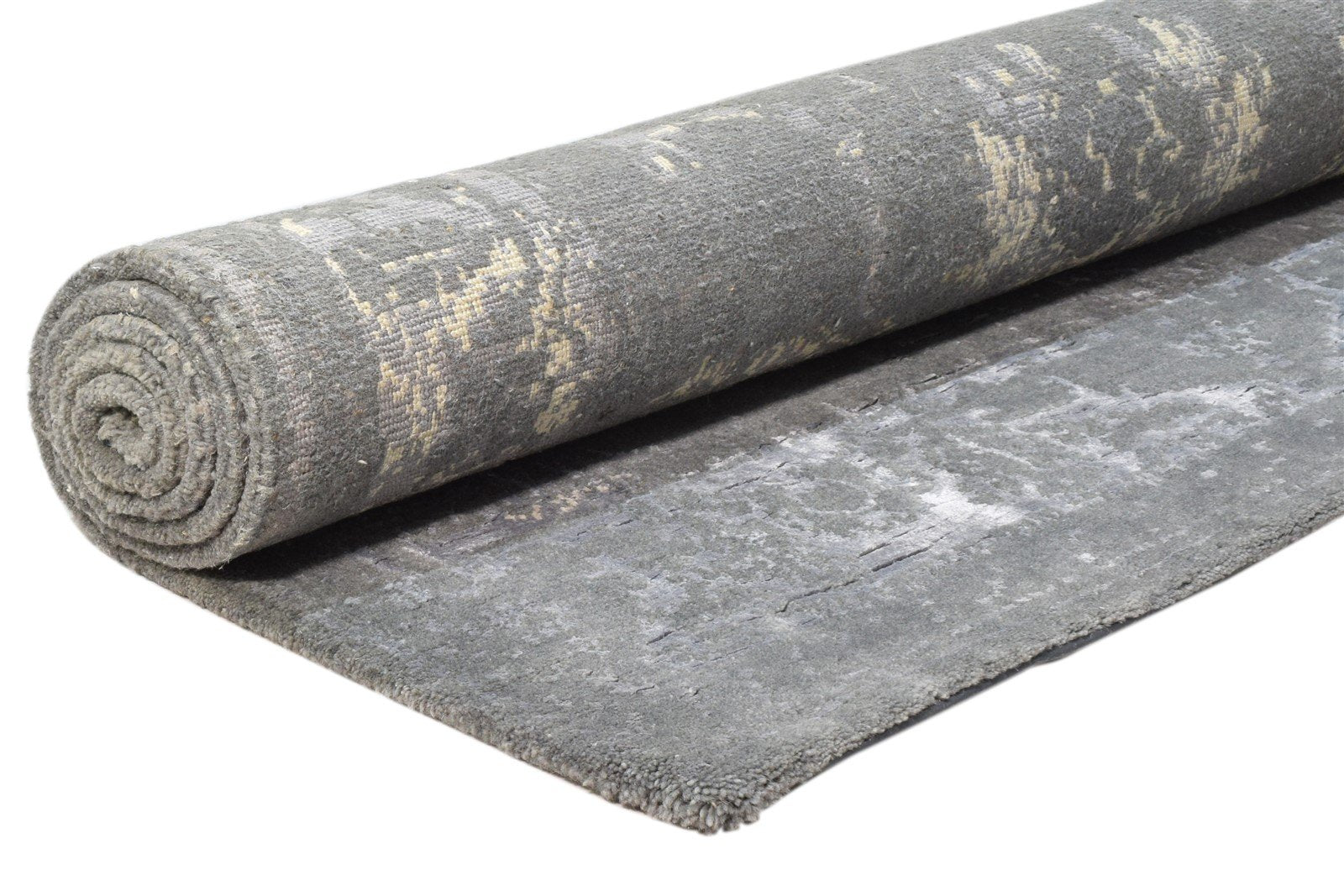 Hand Knotted Grey Wool / Silk Rug 5X7 Modern Oushak Distressed Room Size Carpet 7864082792597