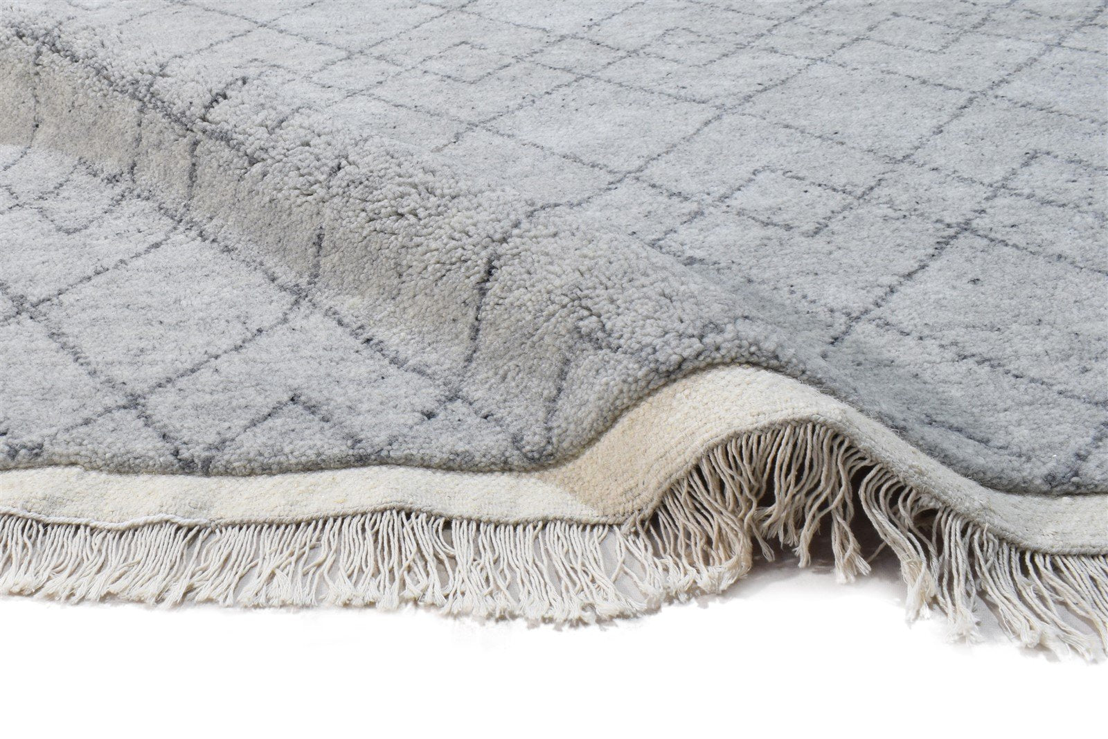 Hand Knotted Grey Wool / Silk Rug 5X8 Modern Moroccan Diamond Room Size Carpet 7865011994773