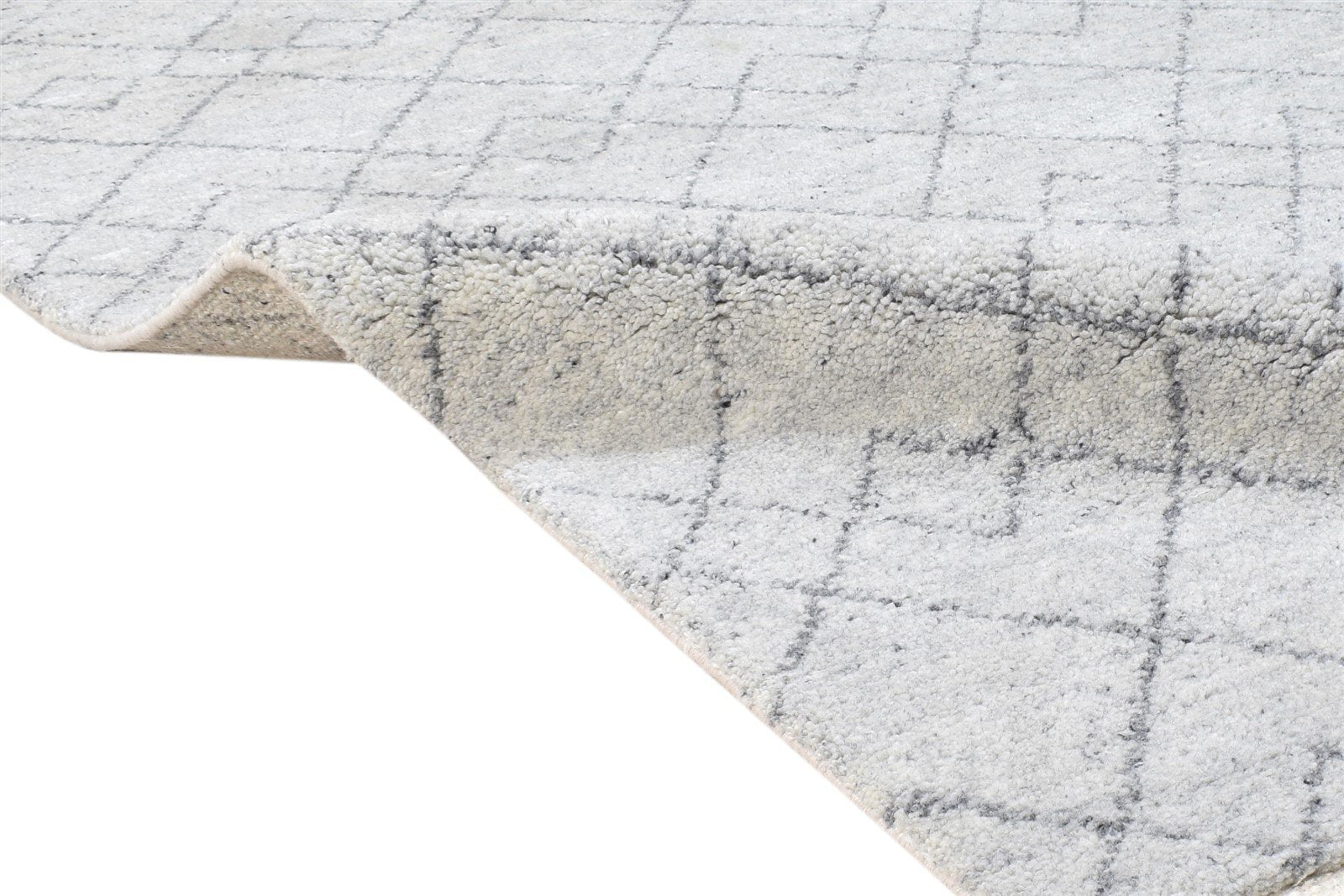 Hand Knotted Grey Wool / Silk Rug 5X8 Modern Moroccan Diamond Room Size Carpet 7865011994773