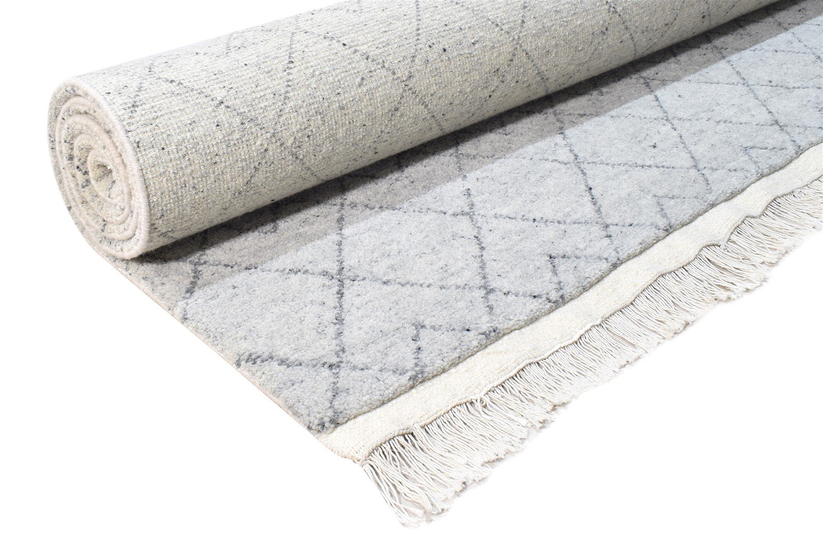 Hand Knotted Grey Wool / Silk Rug 5X8 Modern Moroccan Diamond Room Size Carpet 7865011994773