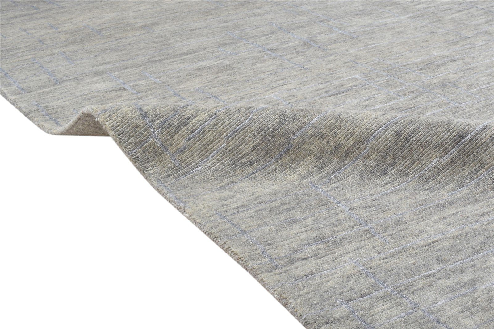 Hand Knotted Grey Wool / Silk Rug 5X8 Modern Scandinavian Abstract Room Size 7864156225685