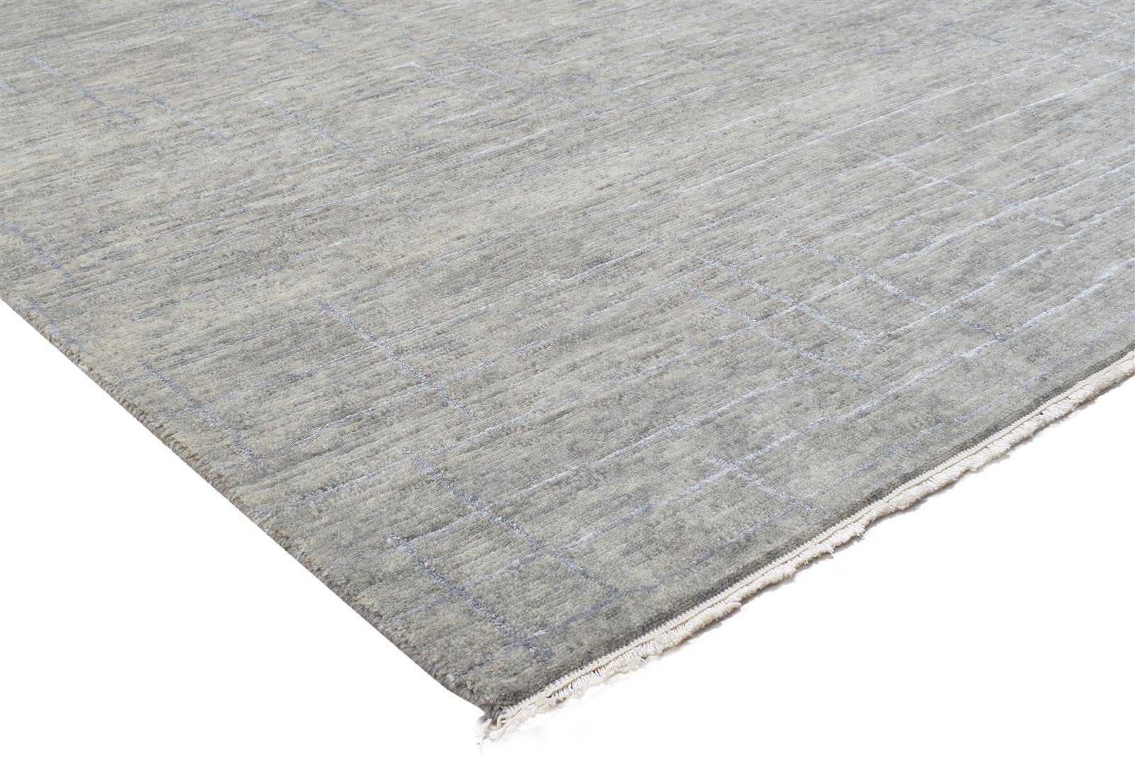 Hand Knotted Grey Wool / Silk Rug 5X8 Modern Scandinavian Abstract Room Size 7864156225685