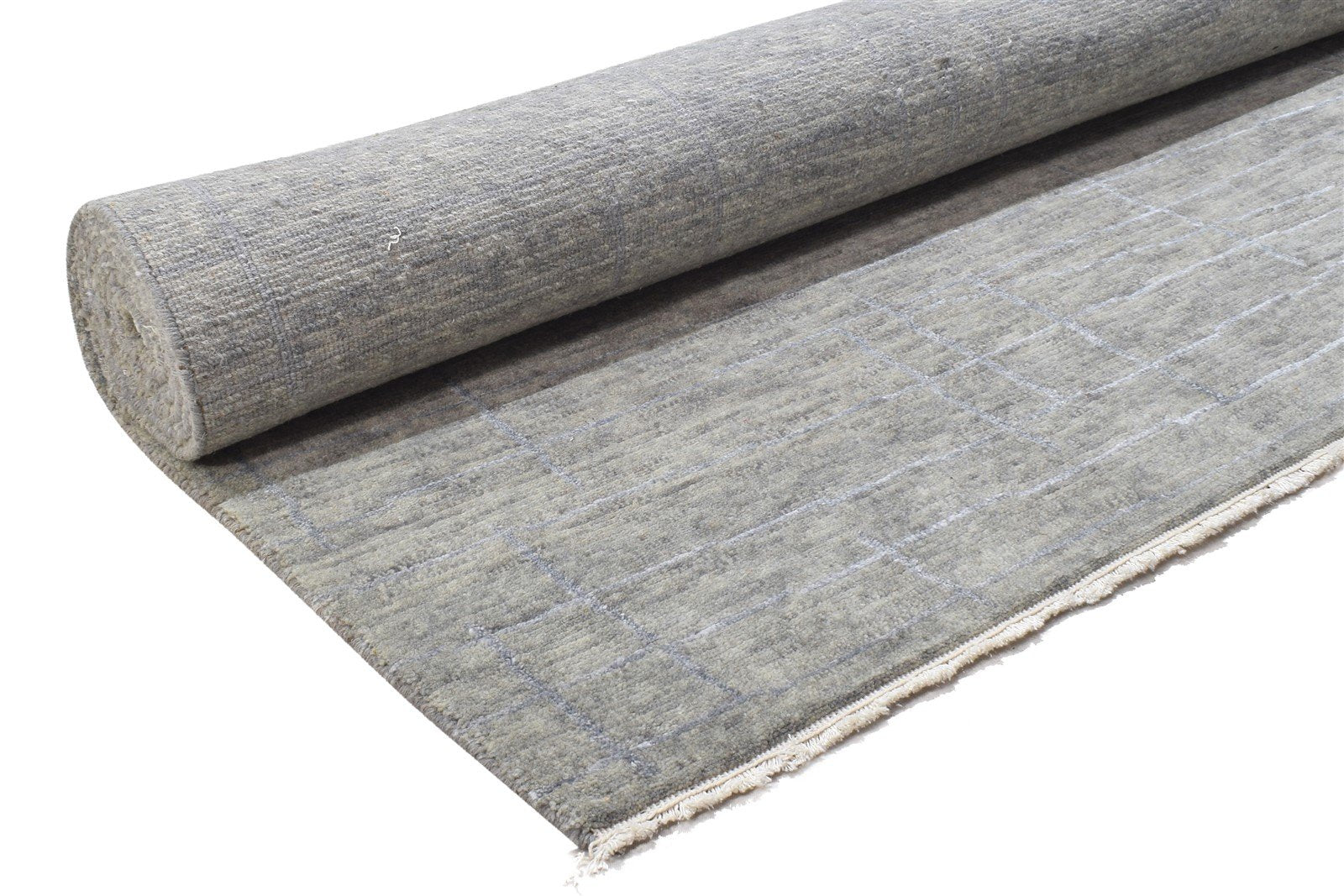 Hand Knotted Grey Wool / Silk Rug 5X8 Modern Scandinavian Abstract Room Size 7864156225685