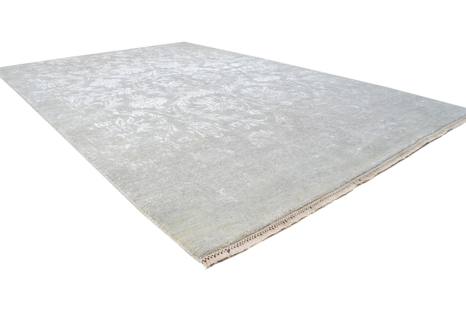 Hand Knotted Grey Wool / Silk Rug 6X10 Modern European Abstract Room Size 7864604426389
