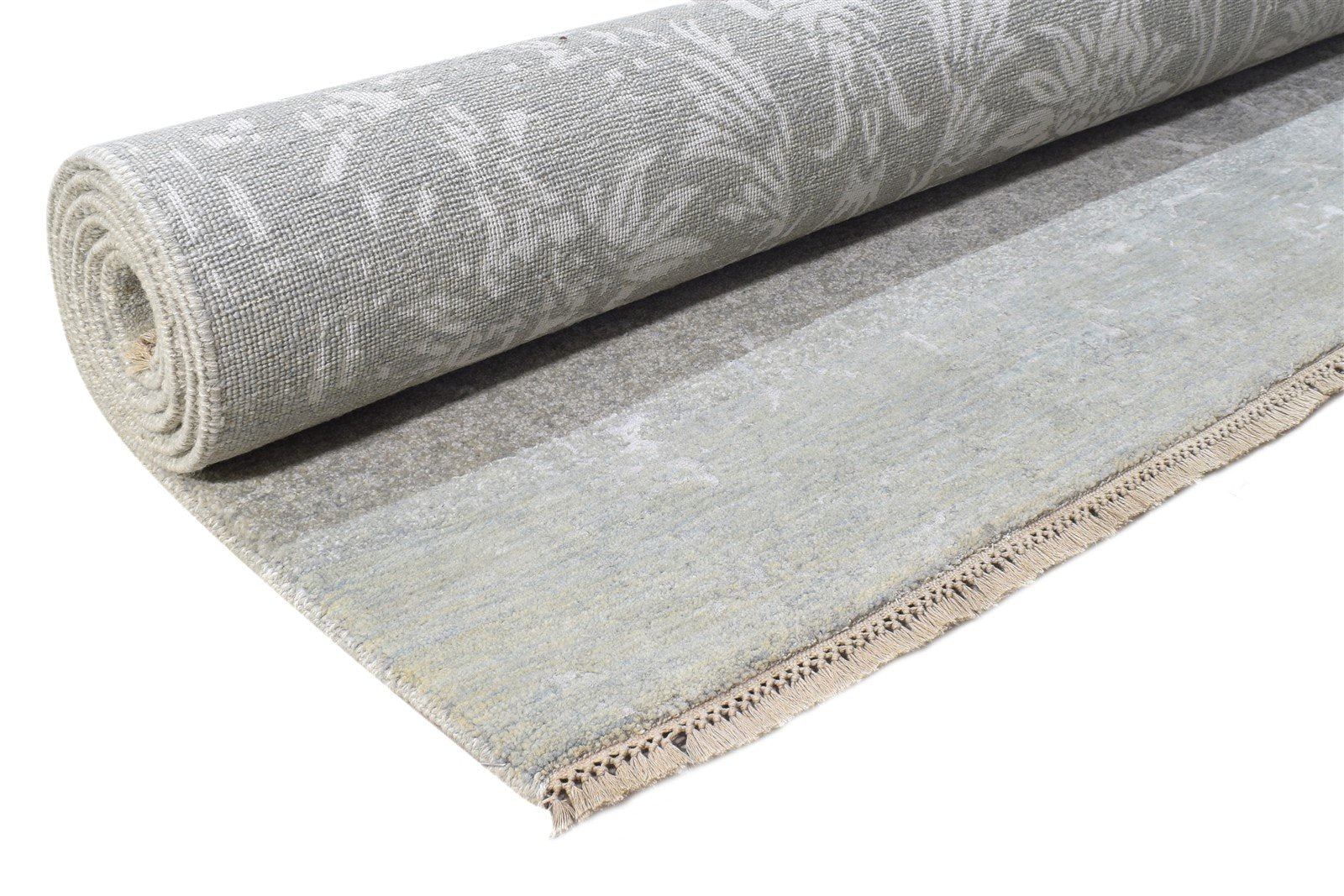 Hand Knotted Grey Wool / Silk Rug 6X10 Modern European Abstract Room Size 7864604426389