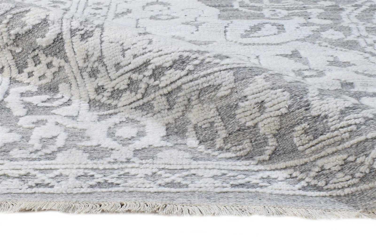 Hand Knotted Grey Wool Silk Rug 6X9 Modern Scandinavian Oriental Room Size 7864626086037