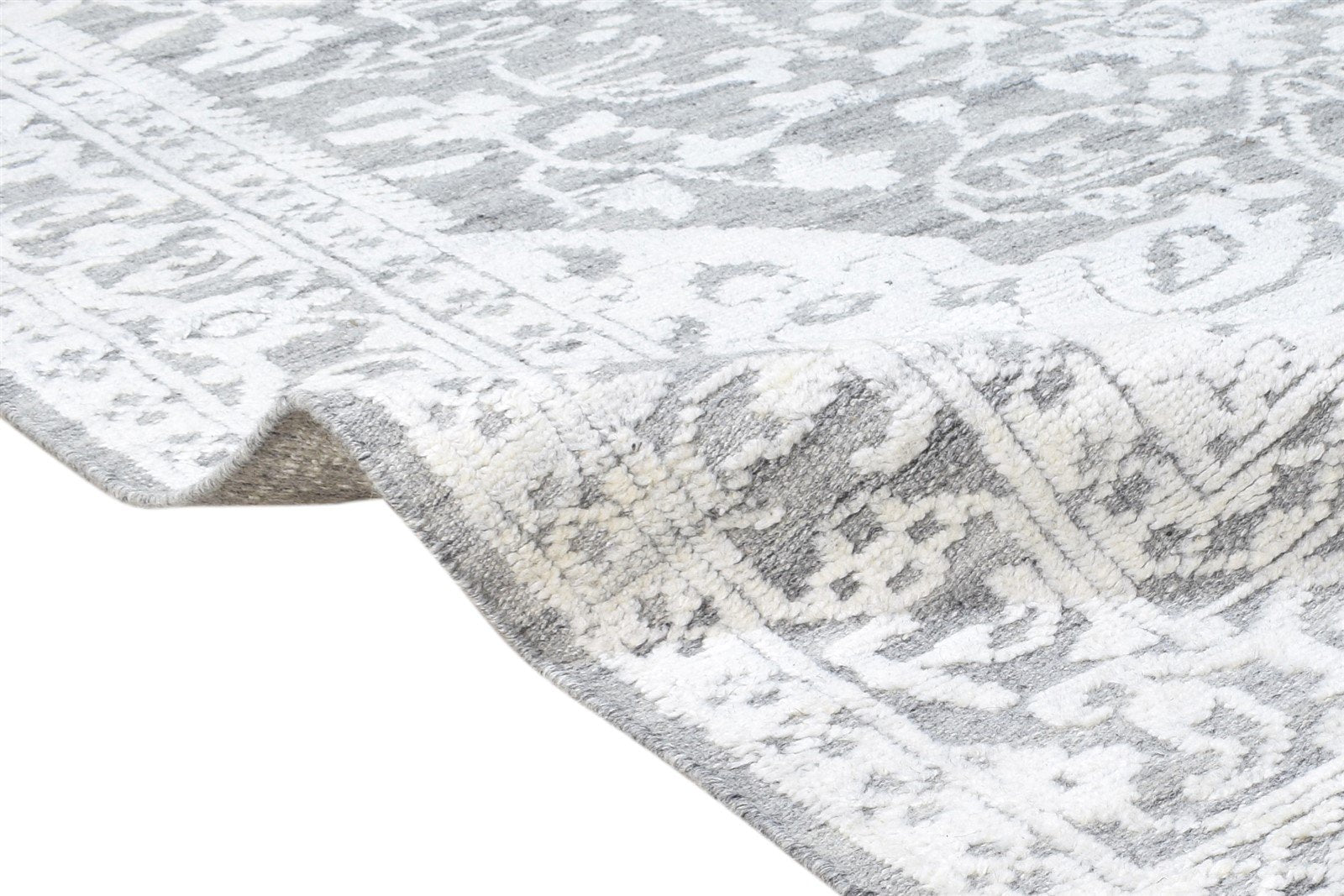 Hand Knotted Grey Wool Silk Rug 6X9 Modern Scandinavian Oriental Room Size 7864626086037